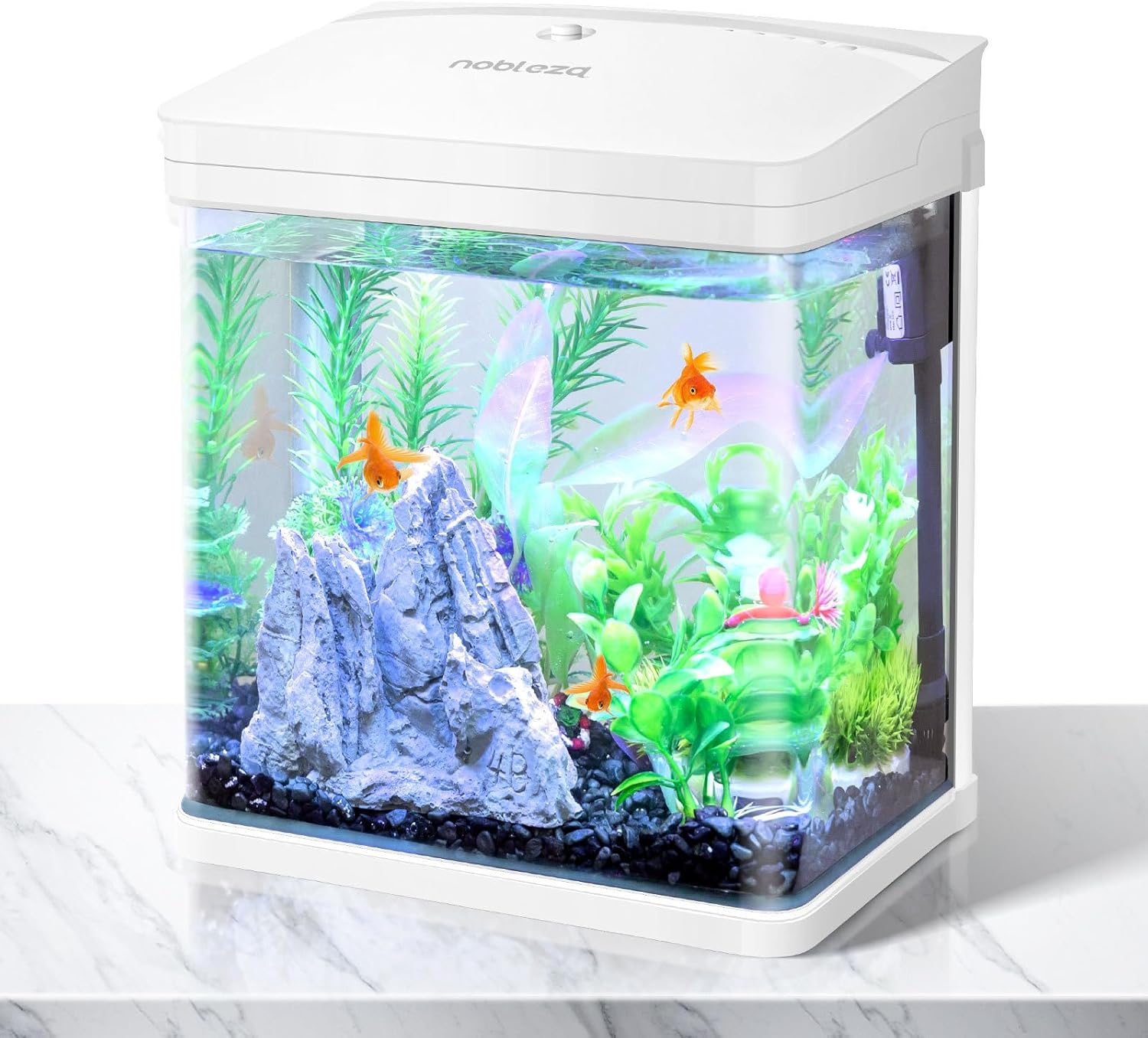 Detalle de Nobleza Nano acquario da 7 litri in vetro e plastica con LED e filtro interno incluso (bianco)
