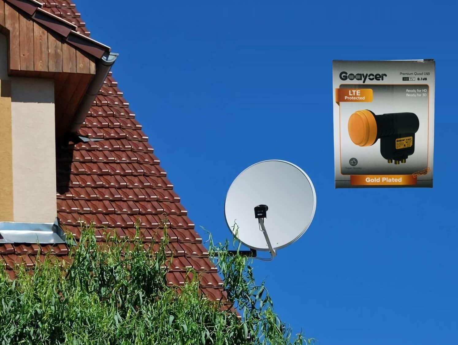 Thumbnail 4 de Goaycer Quad LNB 4-fach Digital HD 4K mit LTE-Filter (goldener Stecker, Wetterschutz, 3D)
