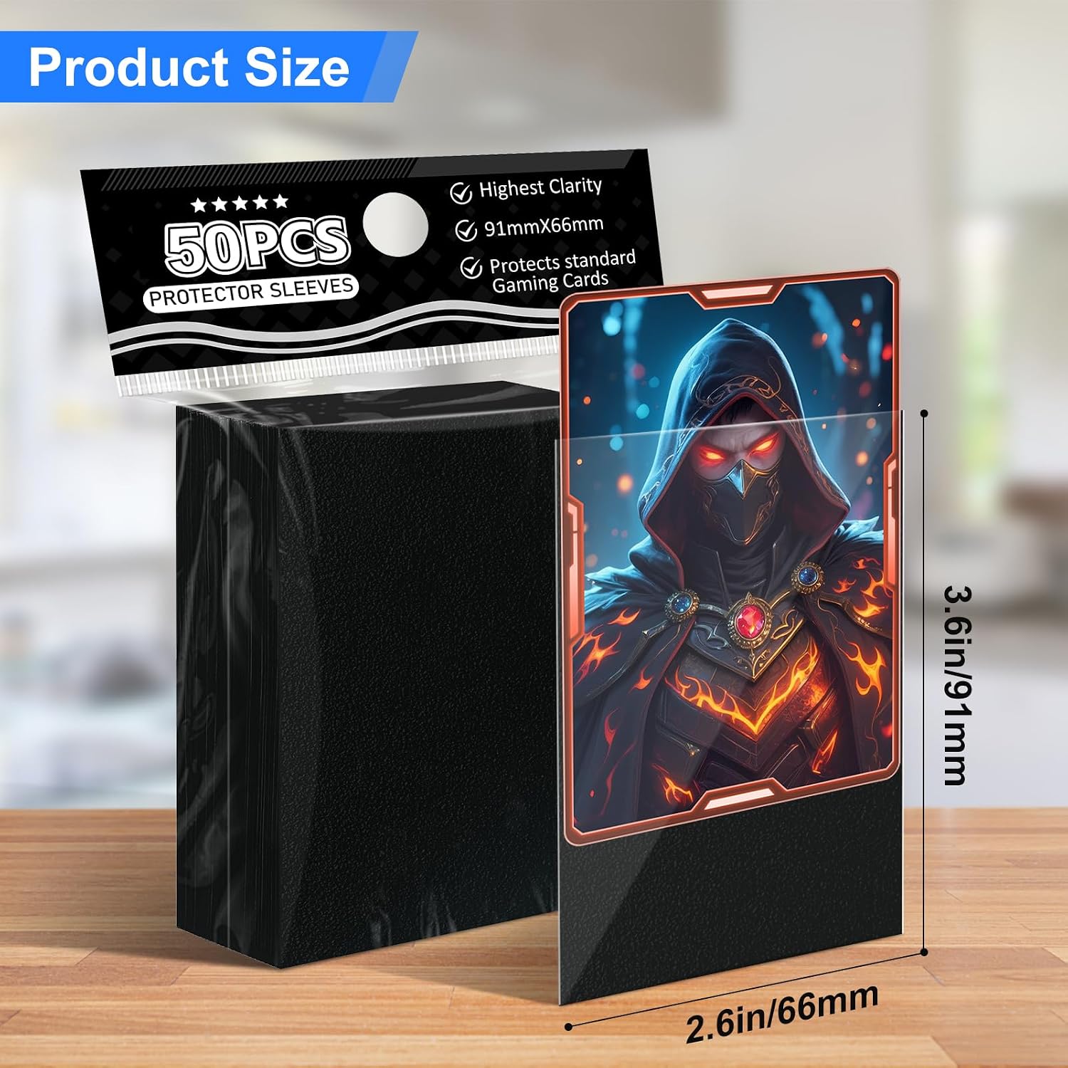 Thumbnail 1 de Black Card Sleeves Fit for MTG – 300 Pack Perfect Fit Standard Card Sleeves for Trading Cards
