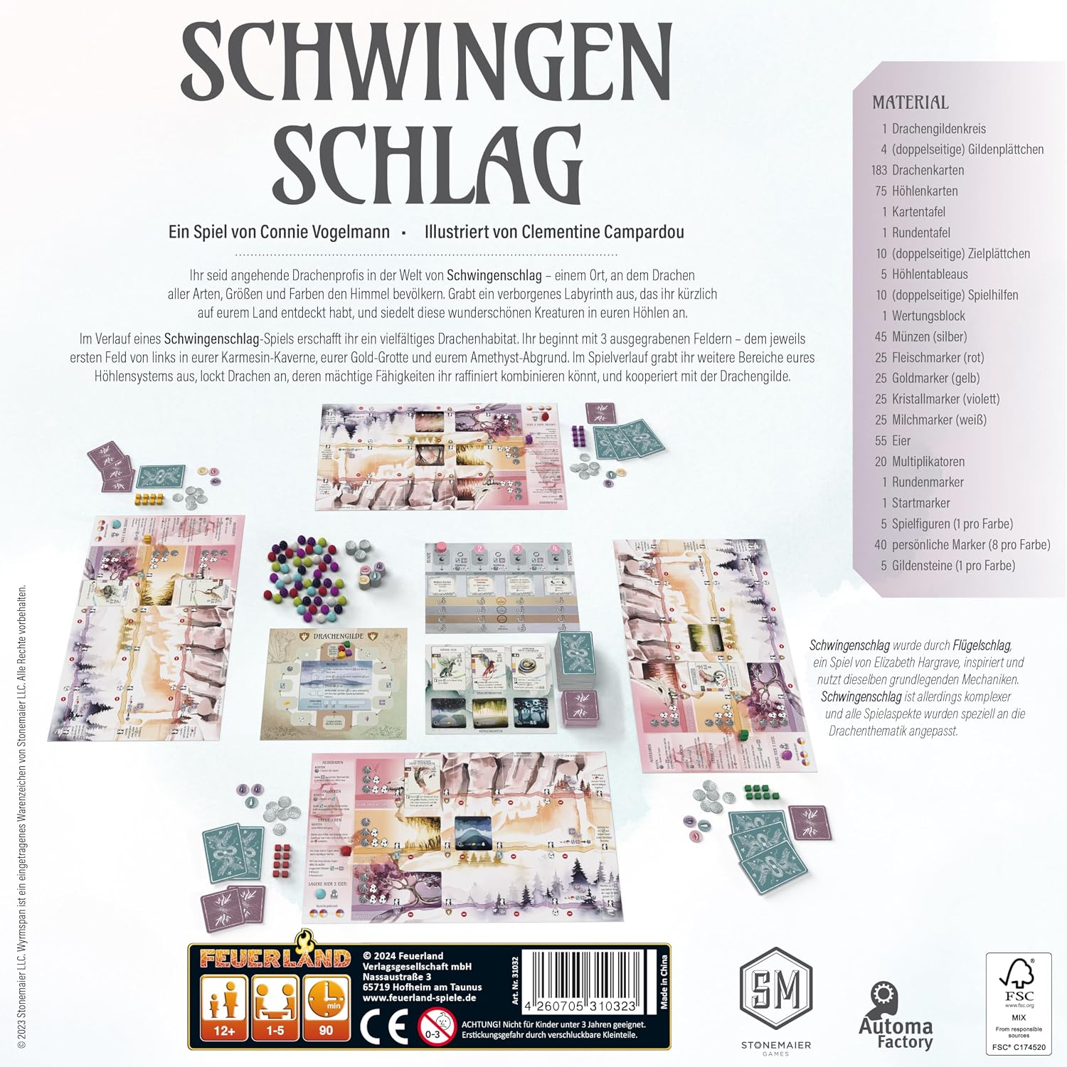 Detalle de Feuerland Spiele 31032 Schwingenschlag (grün) – inspiriert von Flügelschlag