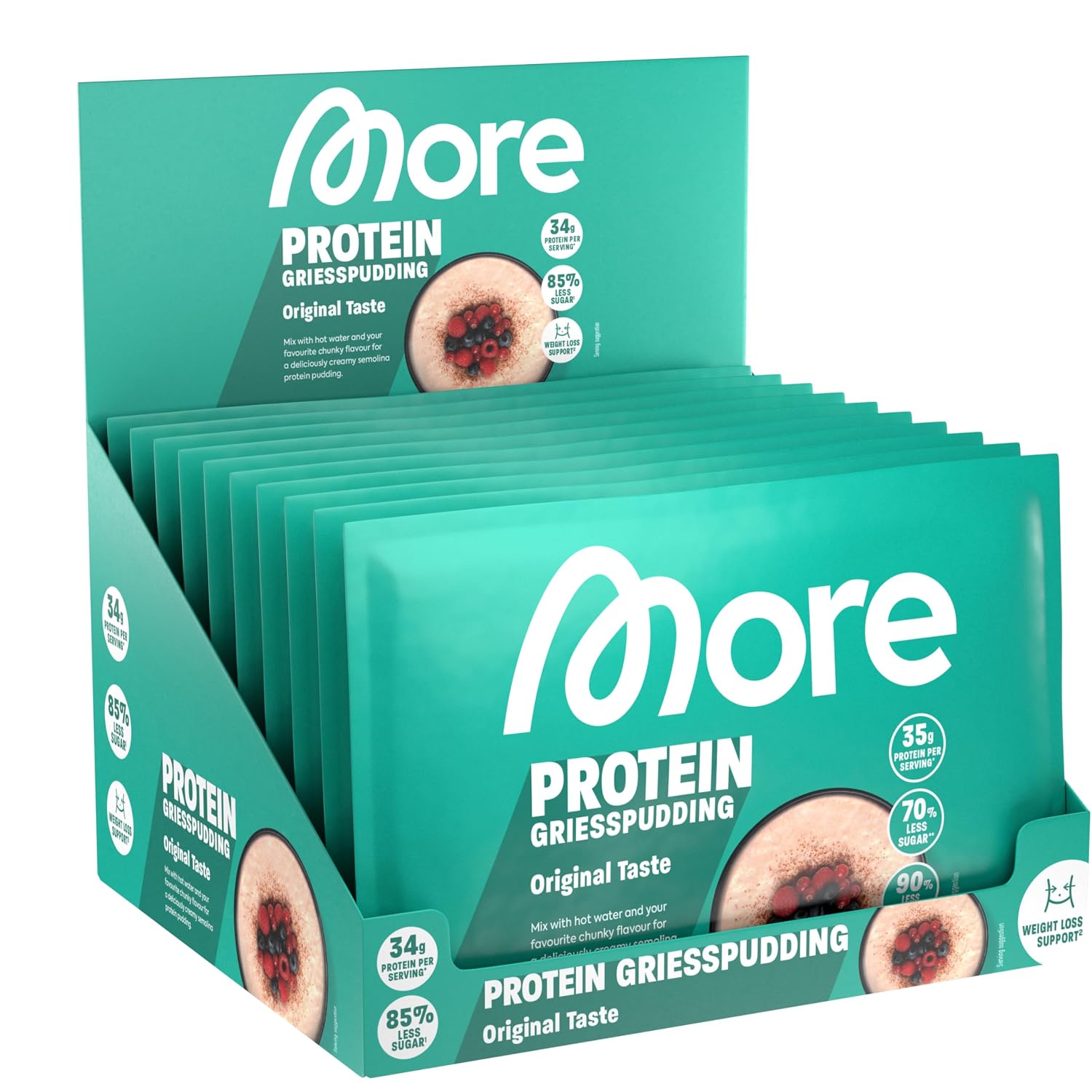 Detalle 2 de More Protein Grießpudding 2.0 – 13er Tray (13 × 60 g) mit 34 g Eiweiß pro Portion