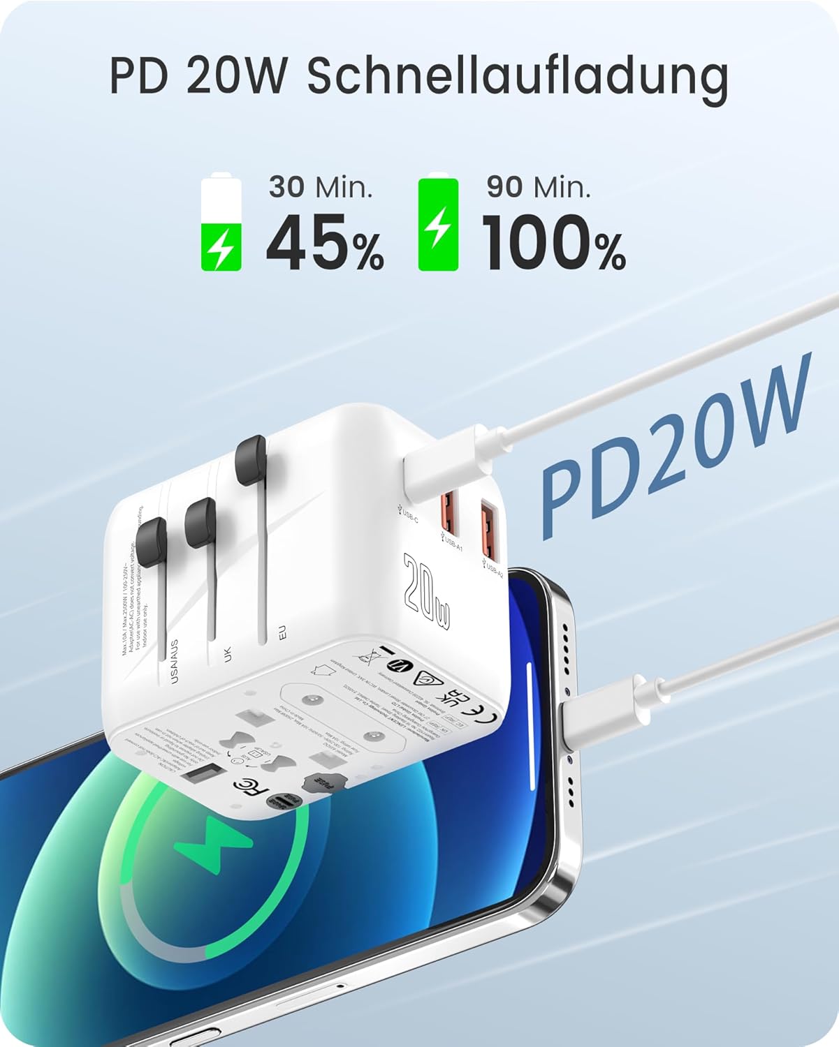 Thumbnail 3 de LENCENT Universeller Reiseadapter PD 20W 🔌