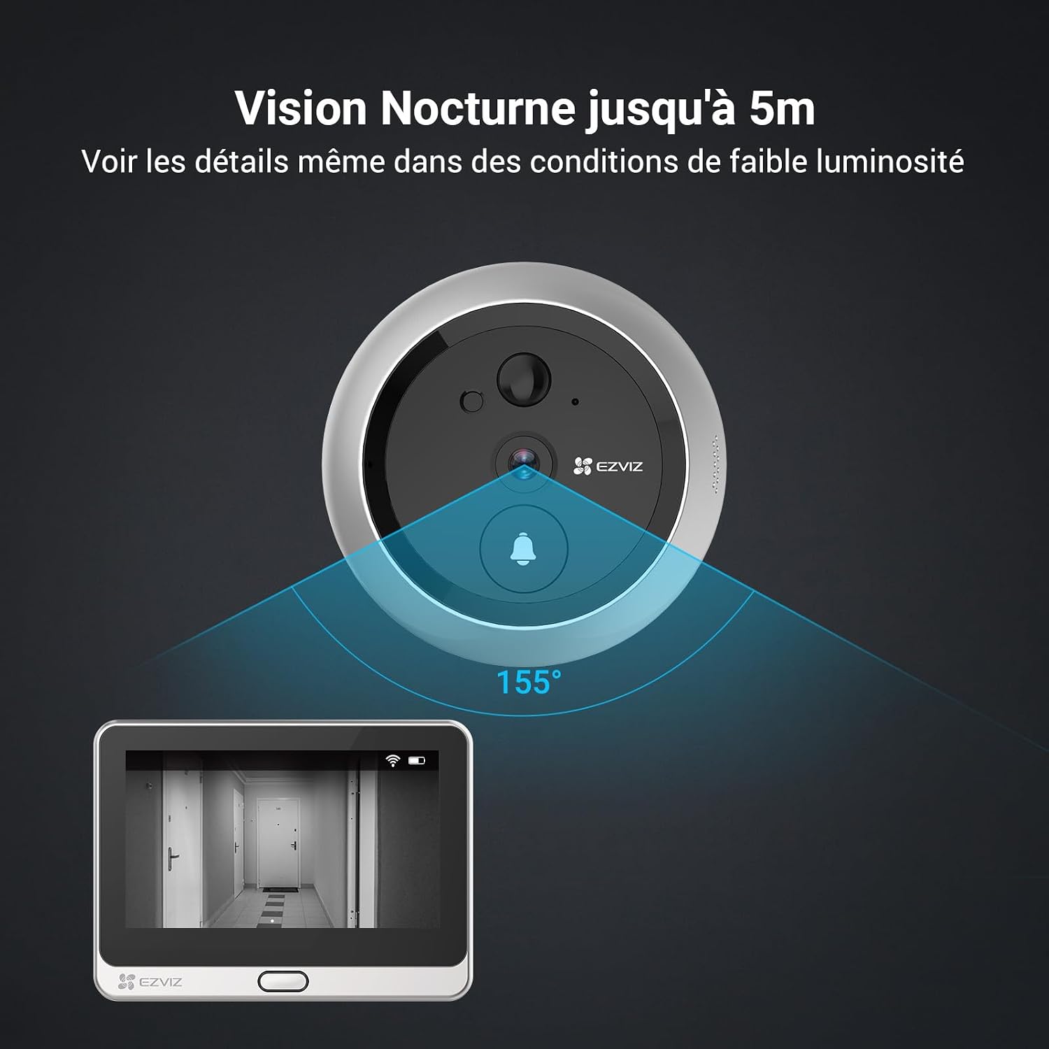 Detalle de EZVIZ DP2C 1080P Visiophone Connecté – Interphone Vidéo avec Écran 4,3'' et Détection PIR