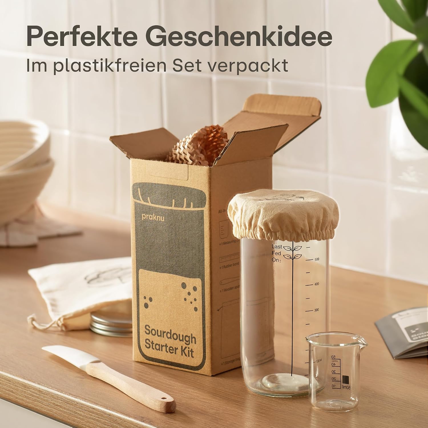 Thumbnail 6 de Praknu Sauerteig Starter Set aus Glas (700 ml) – Komplett-Set für Einsteiger & Zuhause backen
