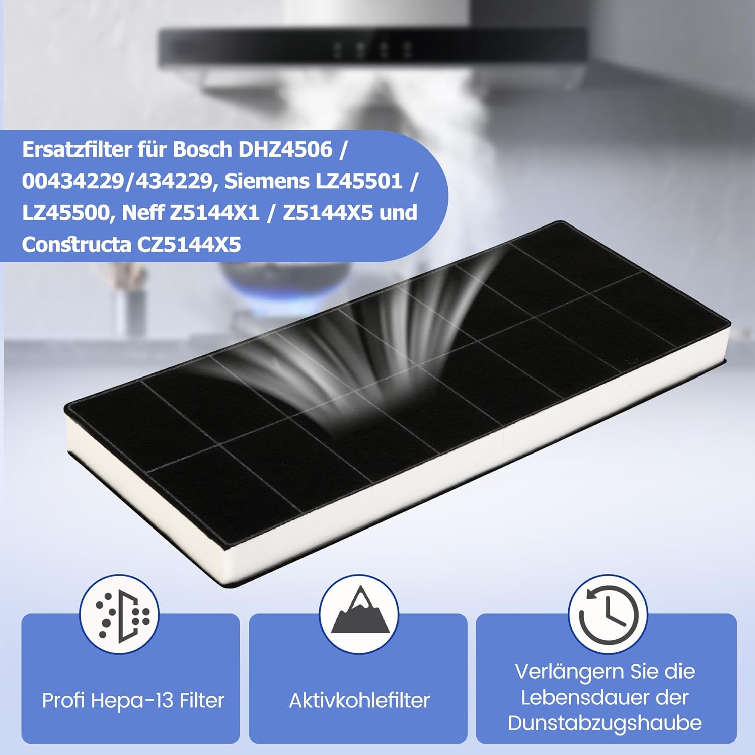 Detalle de Yelid 2 Aktivkohlefilter für Dunstabzugshauben passend zu Bosch DHZ3406/DHZ3405 u. a.