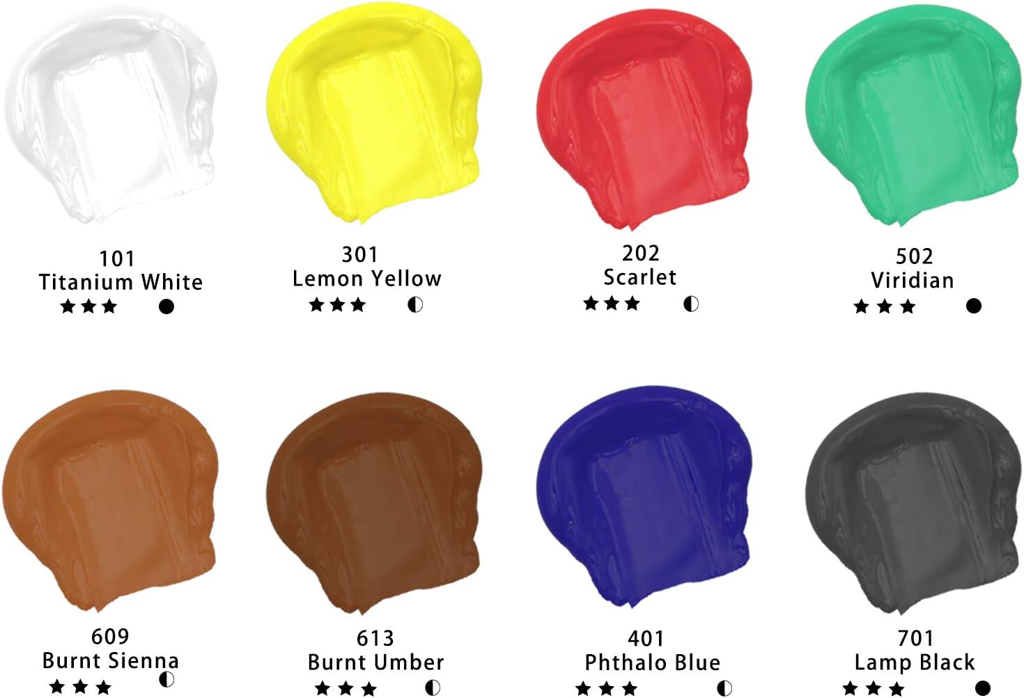 Detalle de Artecho Professional Acrylic Paint Set – 8 Primary Colours (120ml Tubes)
