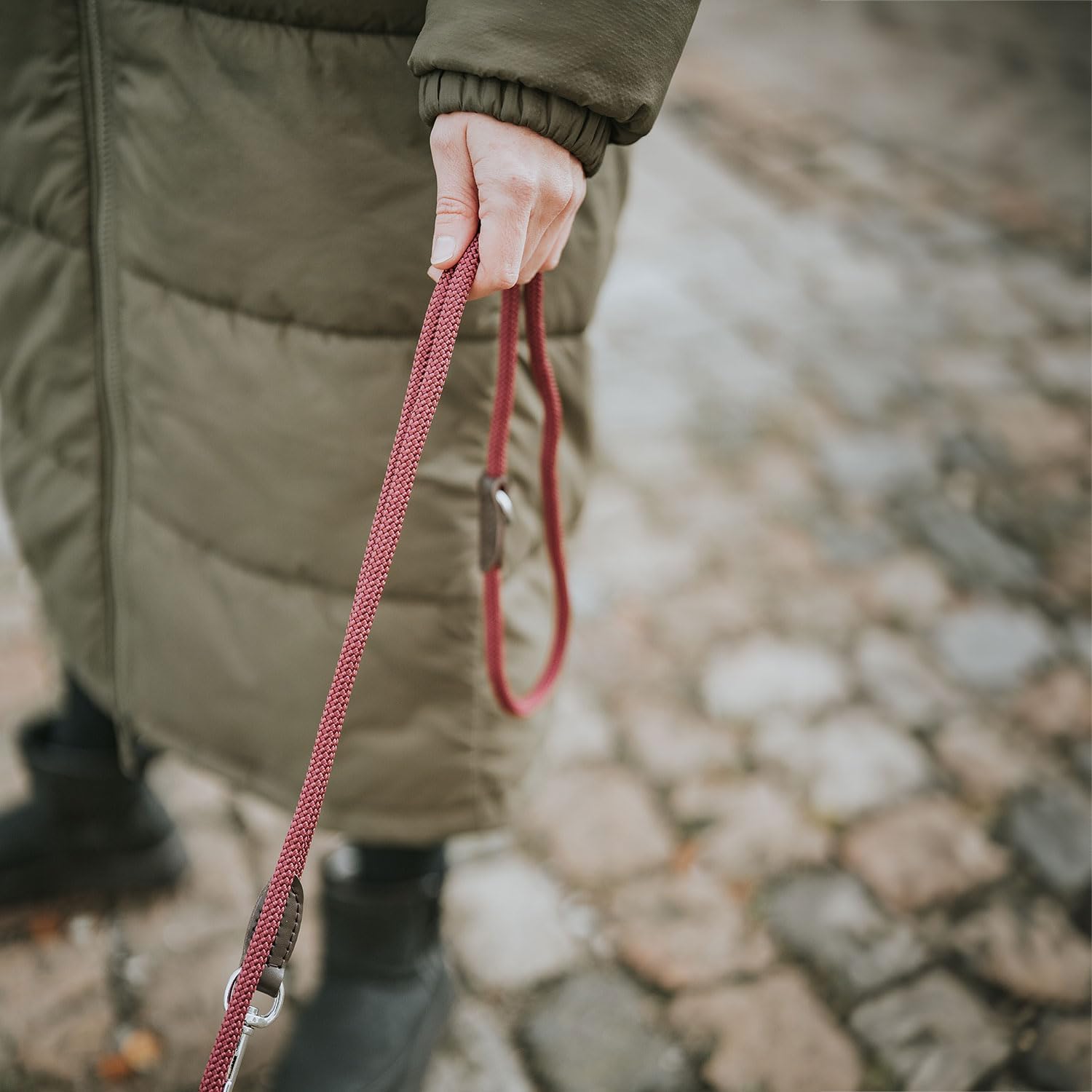 Detalle de HUNTER Freestyle verstellbare Hundeführleine Bordeaux (3-fach, 200 cm, 0,8 cm)