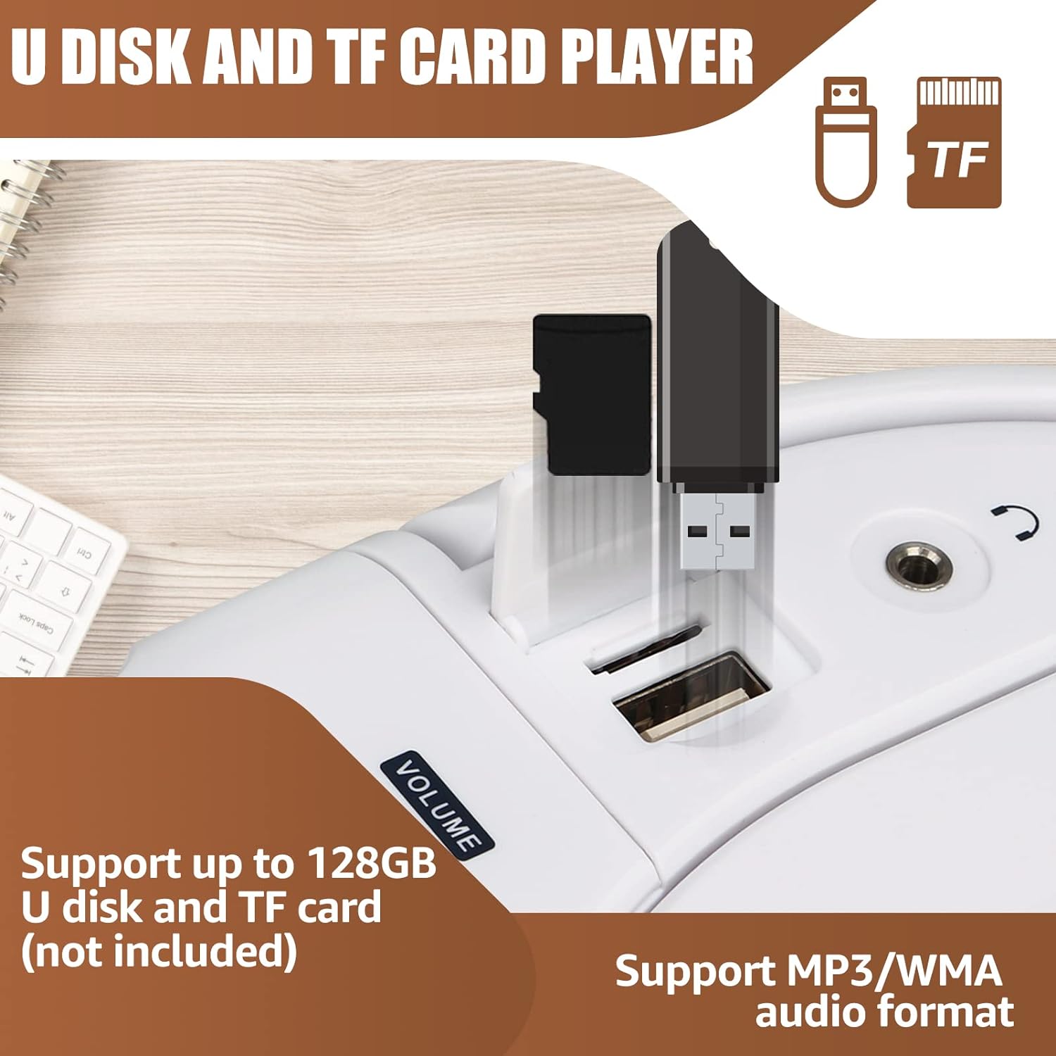 Detalle 2 de Retekess TR621 CD Cassette Boombox with AM/FM Radio, USB and Micro SD