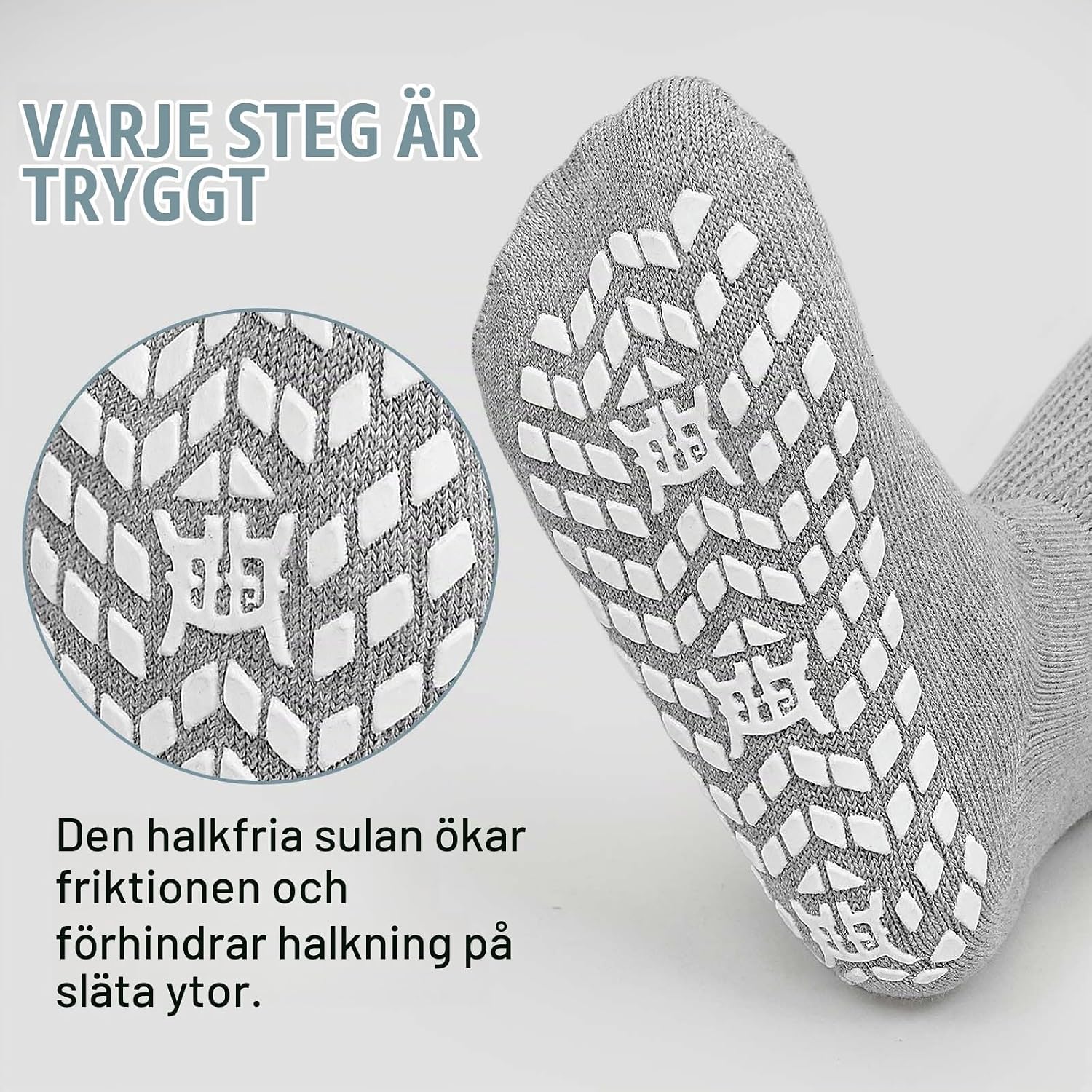 Detalle de ZFSOCK diabetessockor med ABS-grepp, extra bred bomull och utan resår