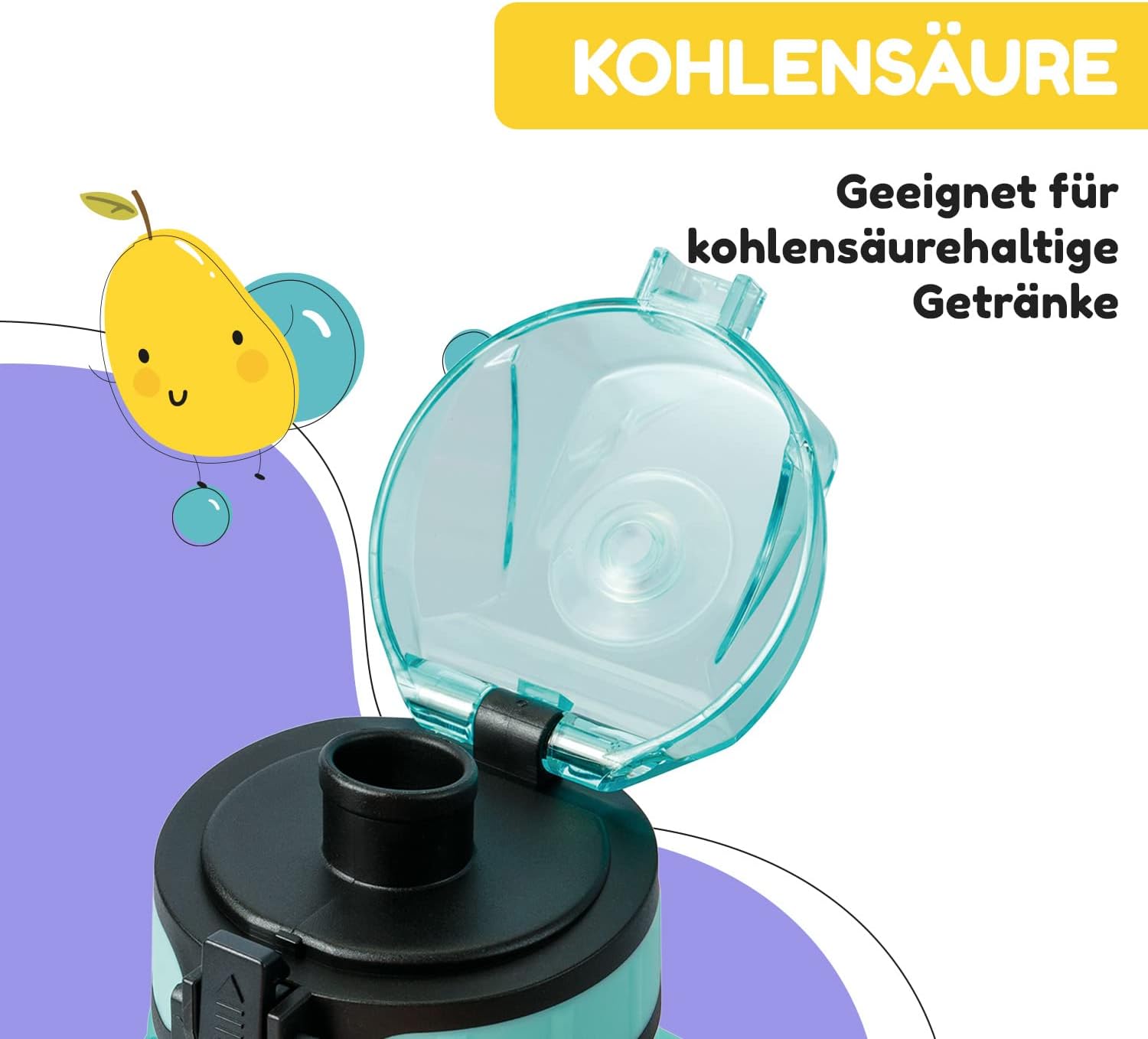 Detalle de Schmatzfatz Sportflasche 350 ml – BPA-frei, auslaufsicher und tragbar
