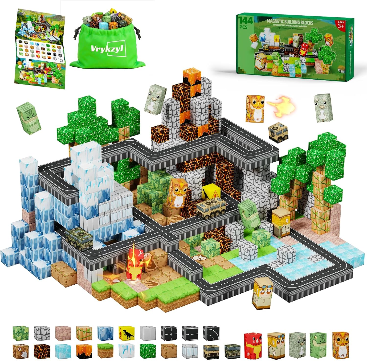 Detalle de Vrykzyl Magnetic Building Blocks 144-Piece Set