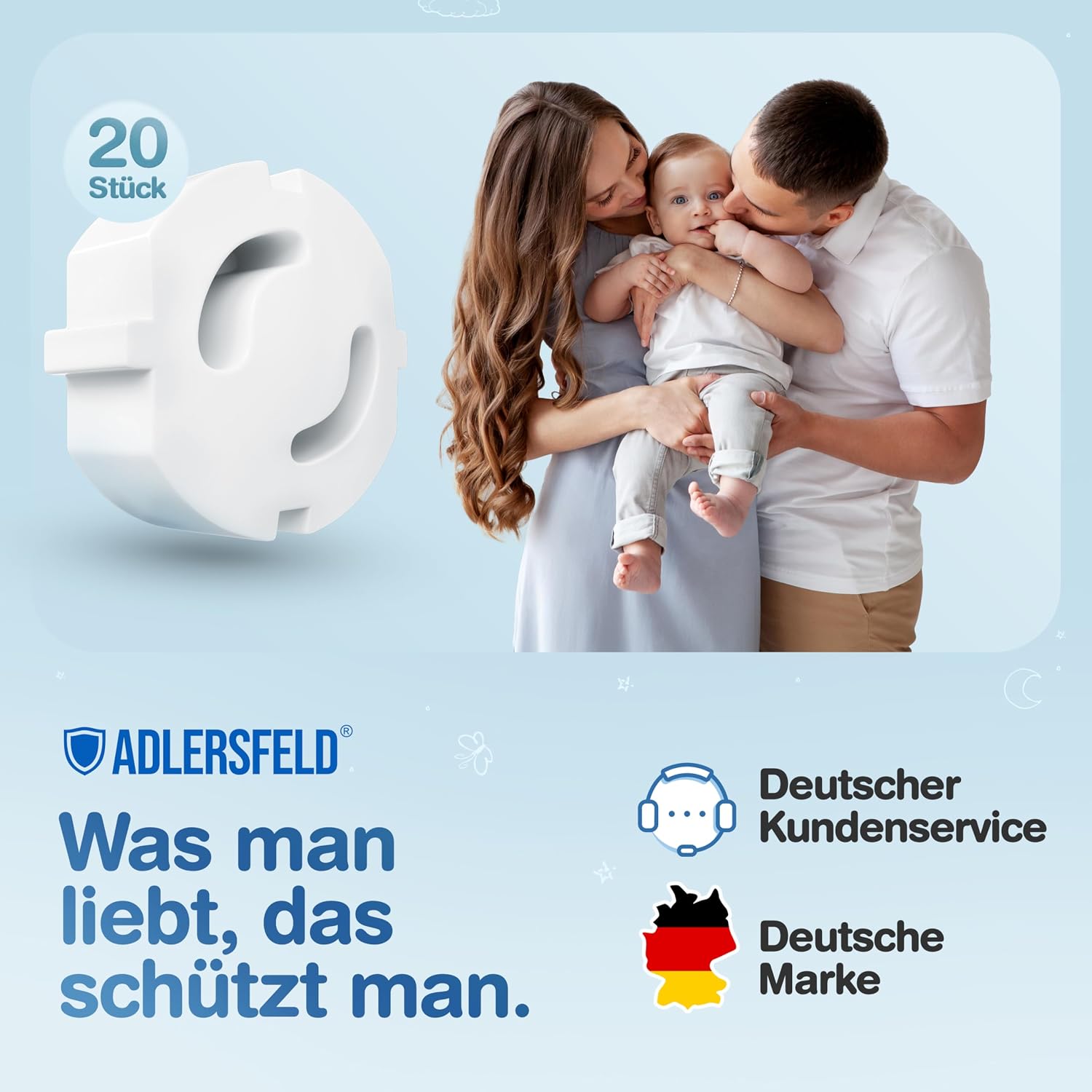 Thumbnail 6 de Adlersfeld Steckdosen-Kindersicherung (20er-Pack) zum Schutz vor Stromschlägen