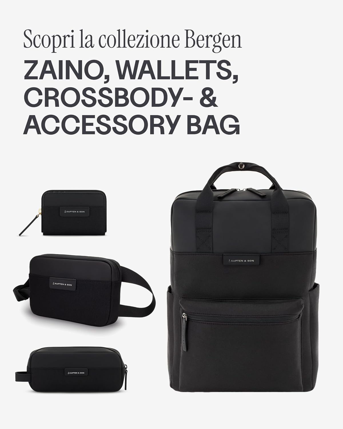 Detalle 2 de Kapten & Son Portafoglio Donna Bergen Pro Wallet Small All Black: eleganza minimal e organizzazione compatta