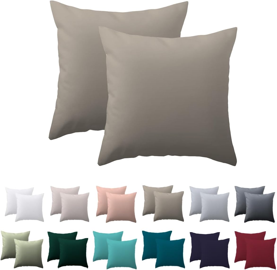 Detalle de Nesture Kissenbezug 50x50 im 2er-Set (Taupe) – Mikrofaser, Reißverschluss