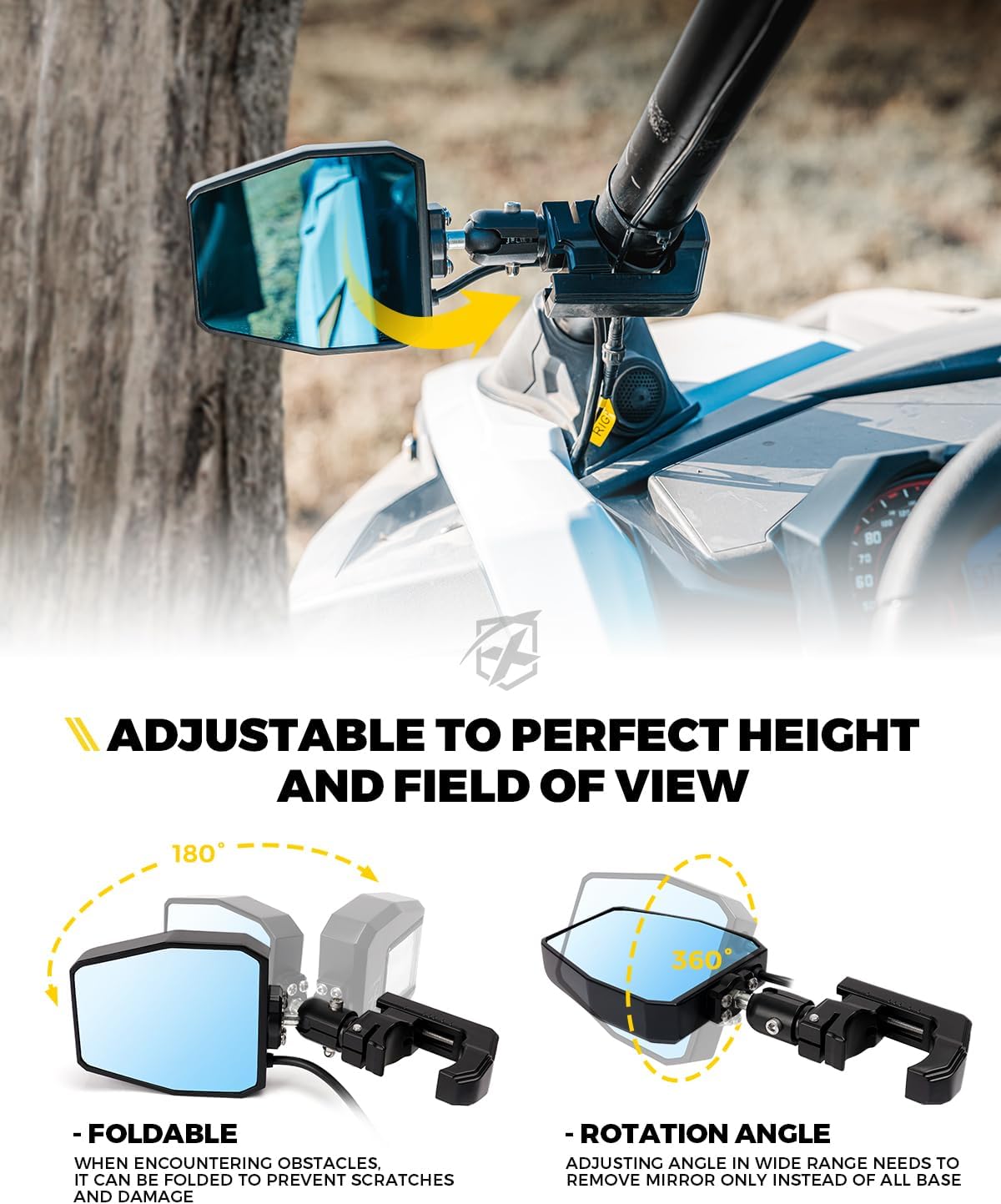 Thumbnail 3 de Xprite UTV Side Mirrors 1.75-2 in 🚙