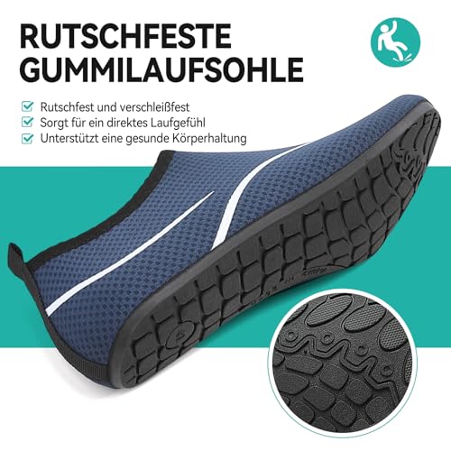 Detalle de VOLHAL Badeschuhe Damen & Herren Blau, Größe 41 EU – Wasserschuhe mit rutschfester Sohle