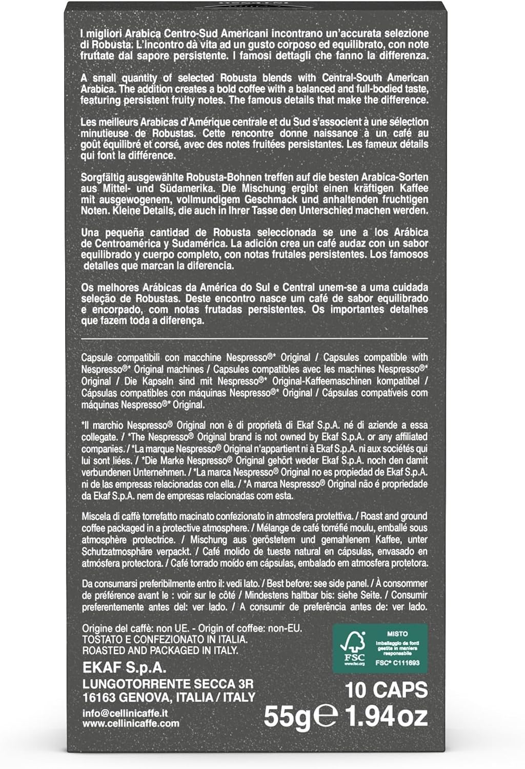 Detalle de Capsules à café Cellini Aluminium Intense (100 pcs) compatibles Nespresso