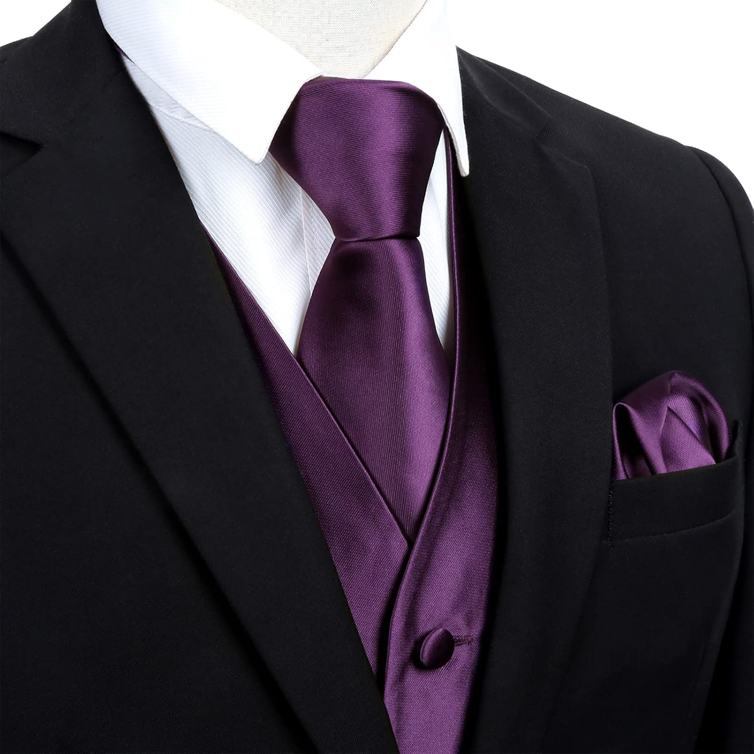 Detalle 2 de Alizeal Mens Satin Suit Vest Set 5 pcs