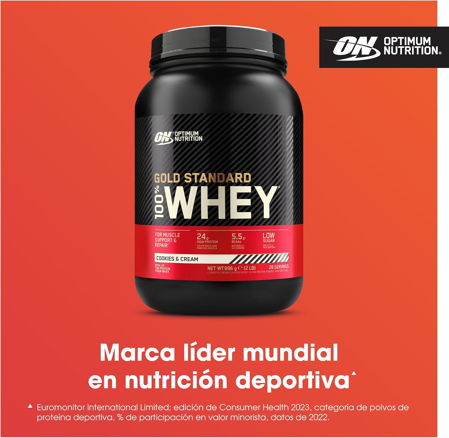 Thumbnail 1 de Optimum Nutrition Gold Standard 100% Whey Cookies and Cream 896 g