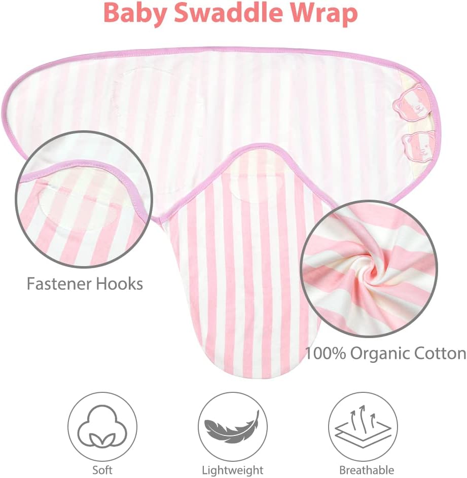 Thumbnail 4 de Vicloon Pucksack Baby – 2er Pack (3-5 Monate) Wickeldecke aus 100% Bio-Baumwolle, verstellbar, rosa