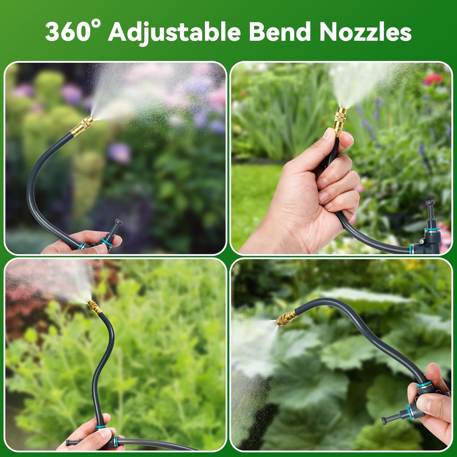 Thumbnail 1 de 360° Adjustable Automatic Drip Irrigation Kit, 200FT Quick-Connect System with 32 Misting Nozzles & 1/4" Tubing