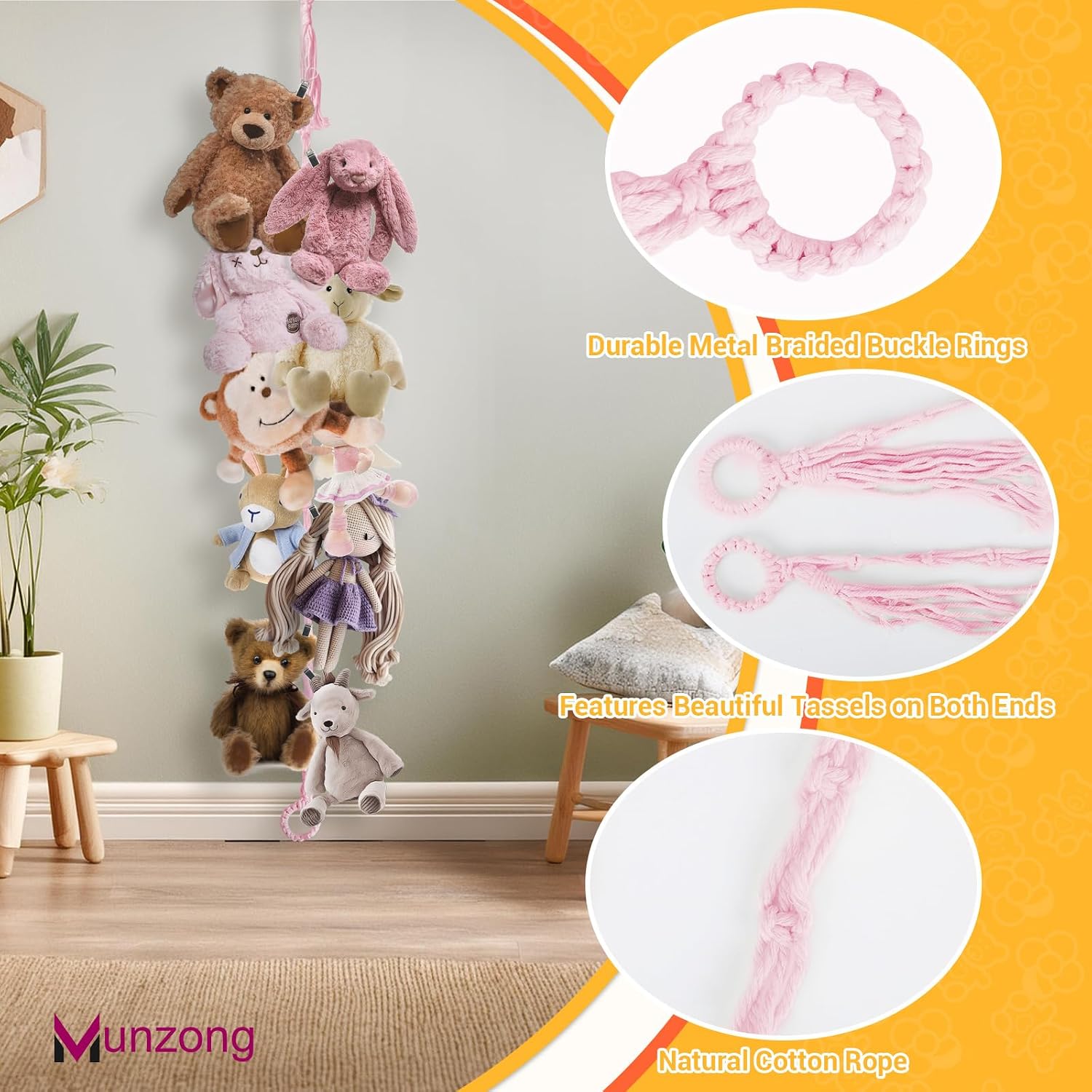 Detalle de Munzong Stuffed Animal Storage Chain 80-Inch