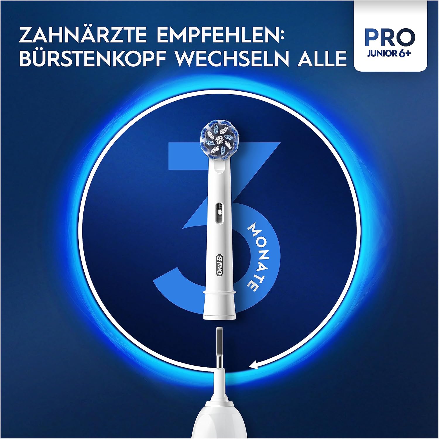 Detalle de Oral-B Pro Junior Elektrische Zahnbürste für Kinder (6+) – Designed by Braun, Grün