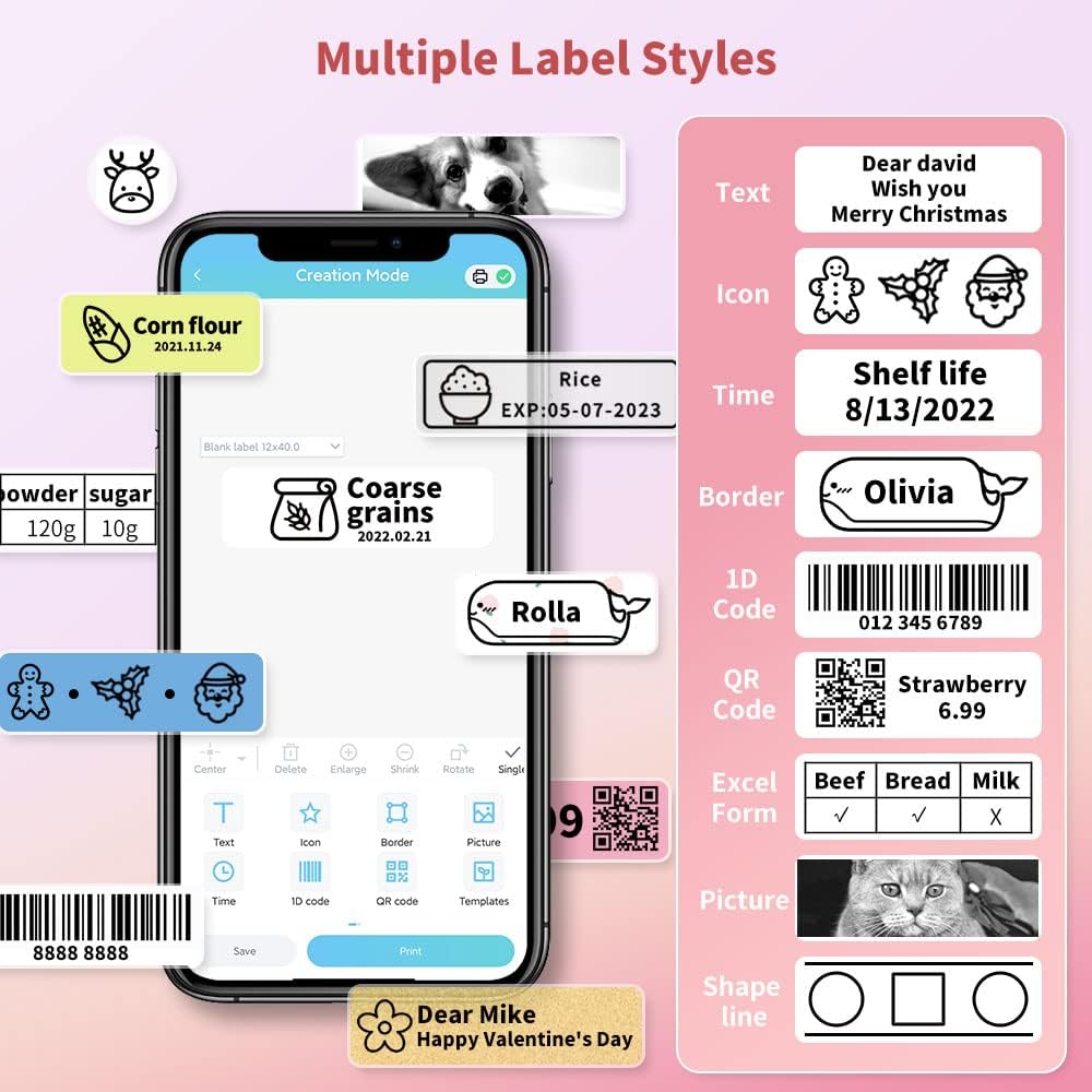 Thumbnail 4 de Phomemo D30 Bluetooth Label Maker (Thermal, Tape) – Portable Inkless Sticker Printer in Pink