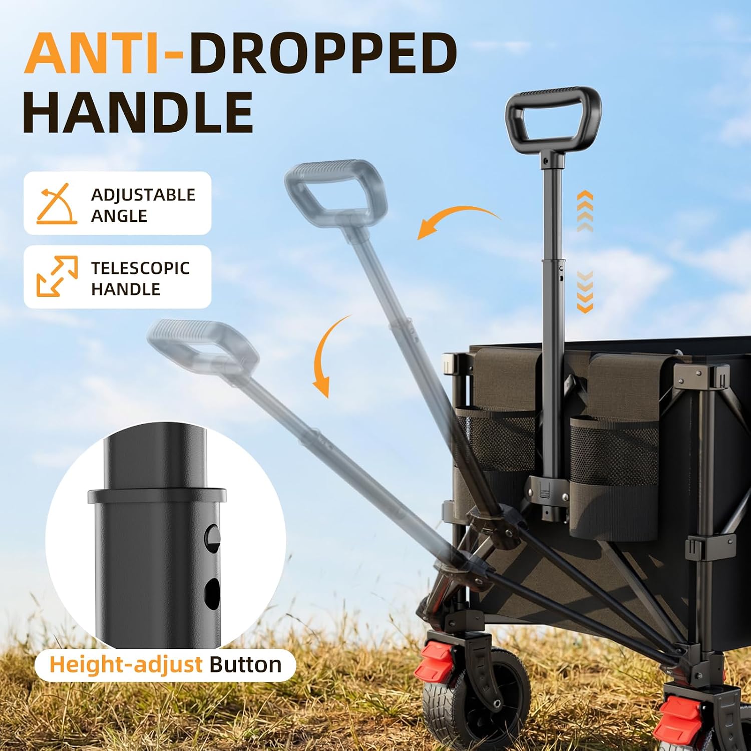 Detalle de Strolking 220L Folding Wagon Cart, 440 lb Capacity, All-Terrain Wheels
