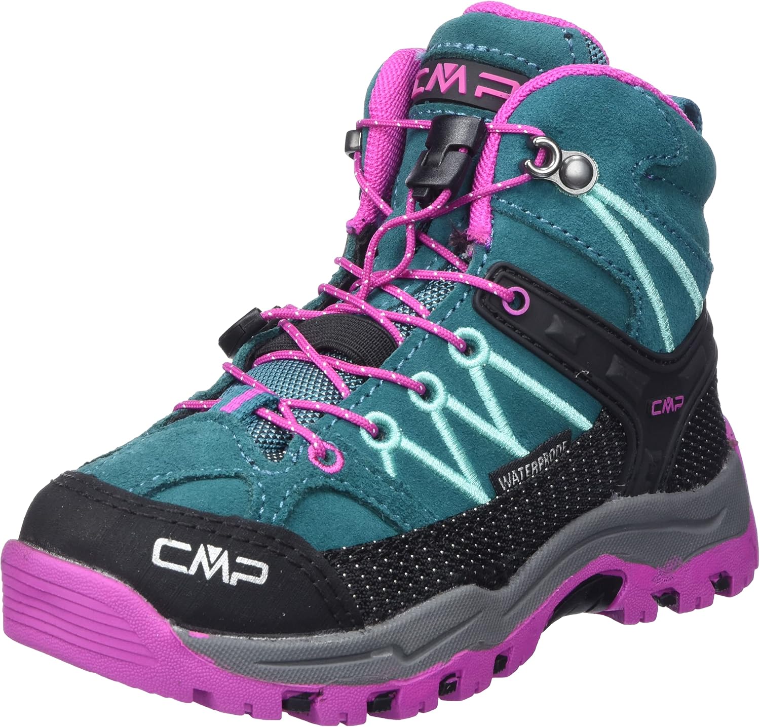 Detalle de CMP Kids Rigel Mid Trekking Shoes Wp: Scarpe da trekking impermeabili per bambini e ragazzi, Lake Pink Fluo 26EL / 34 EU