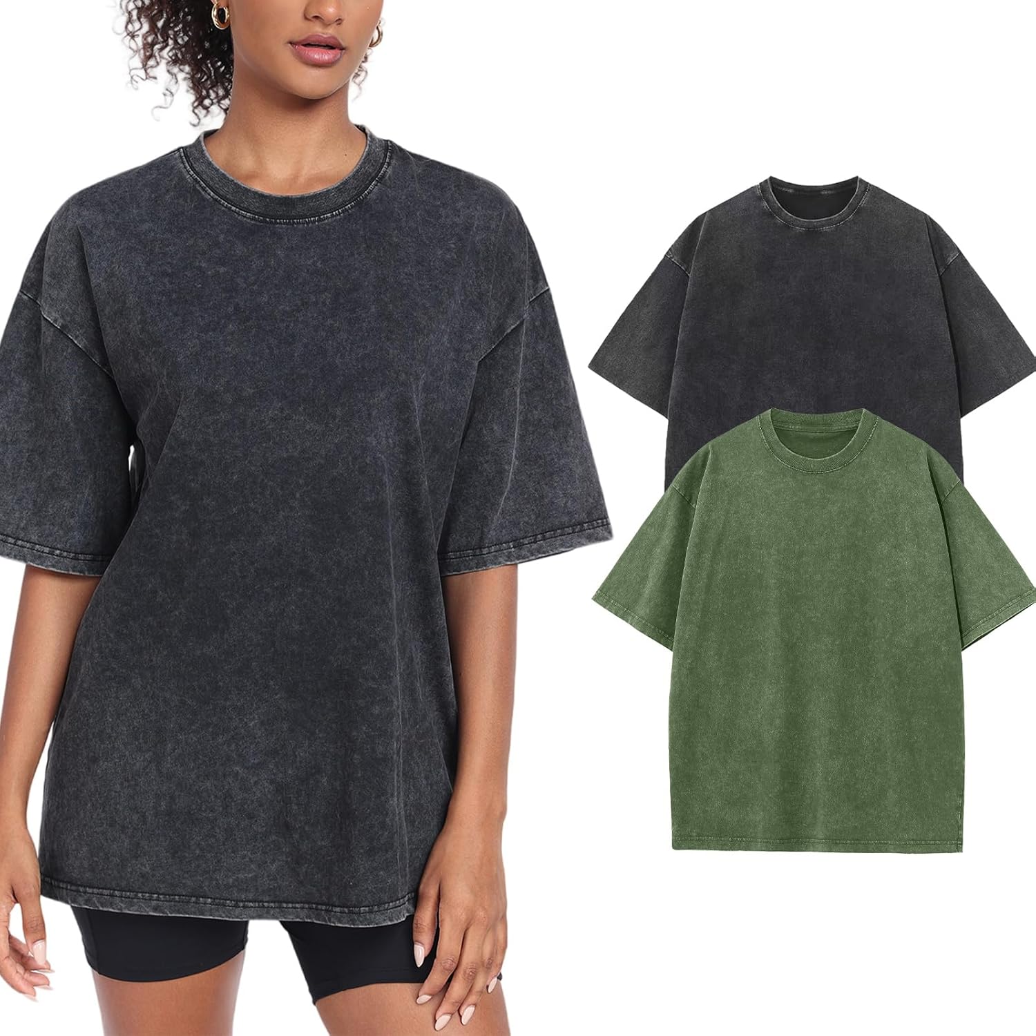 Detalle de Washed Vintage Oversized T-Shirt Baggy Tee