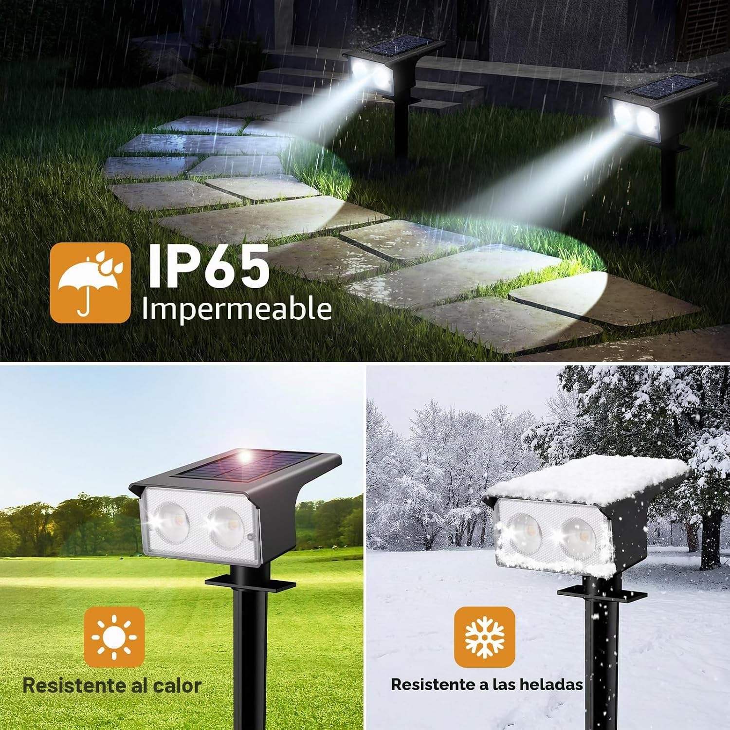 Detalle de btfarm 6 luces solares LED exterior IP65 para jardín con 3 temperaturas de color (3000K/4500K/6000K)