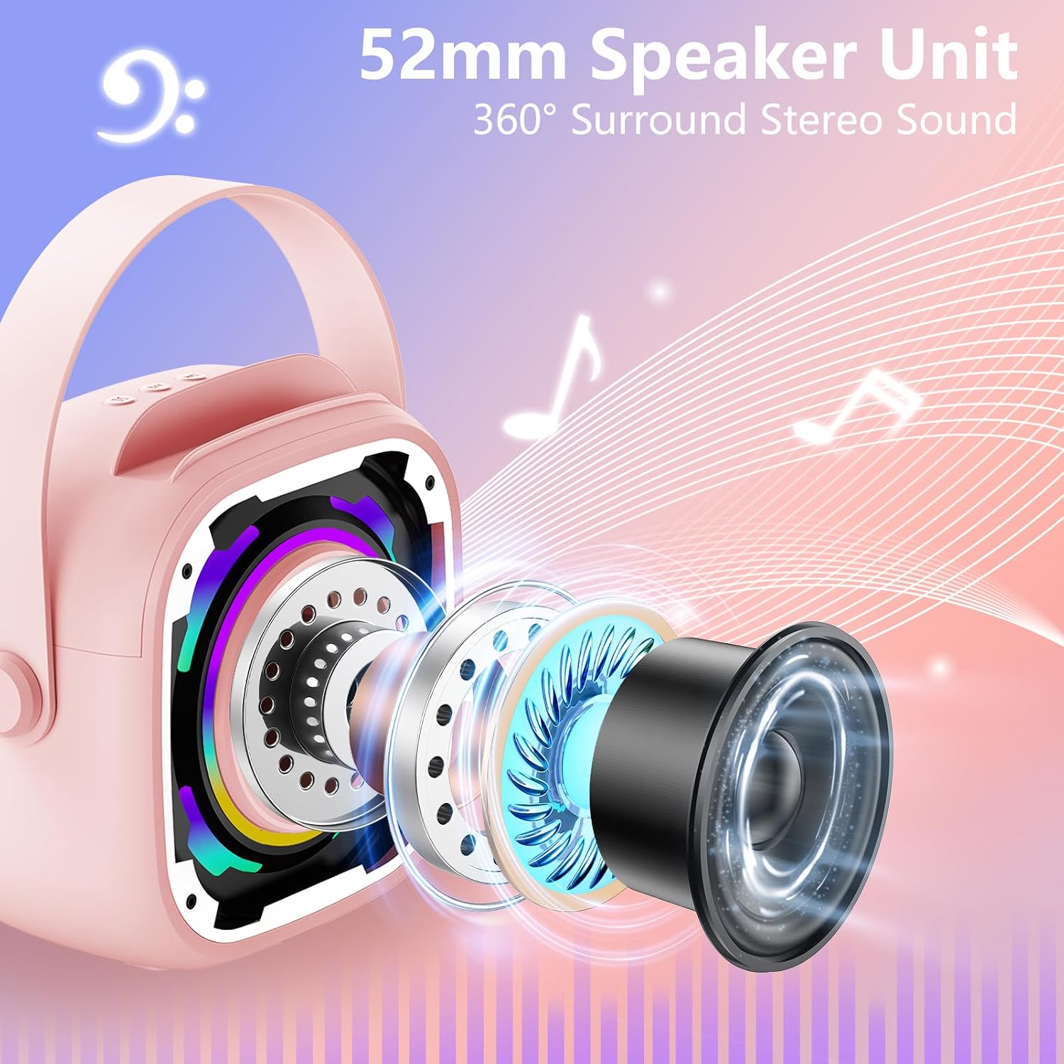 Detalle 2 de PKBD Mini Karaoke 2 Mics Pink
