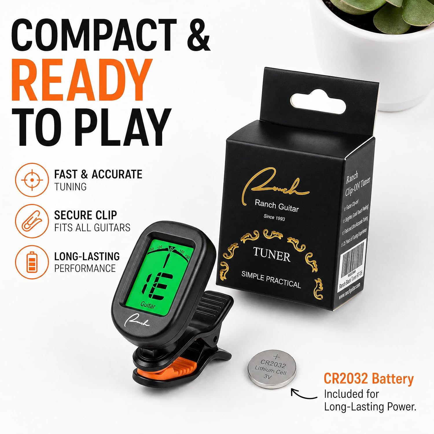 Thumbnail 6 de Ranch Clip-On Tuner for Guitar, Bass, Ukulele, Violin, Banjo — Chromatic
