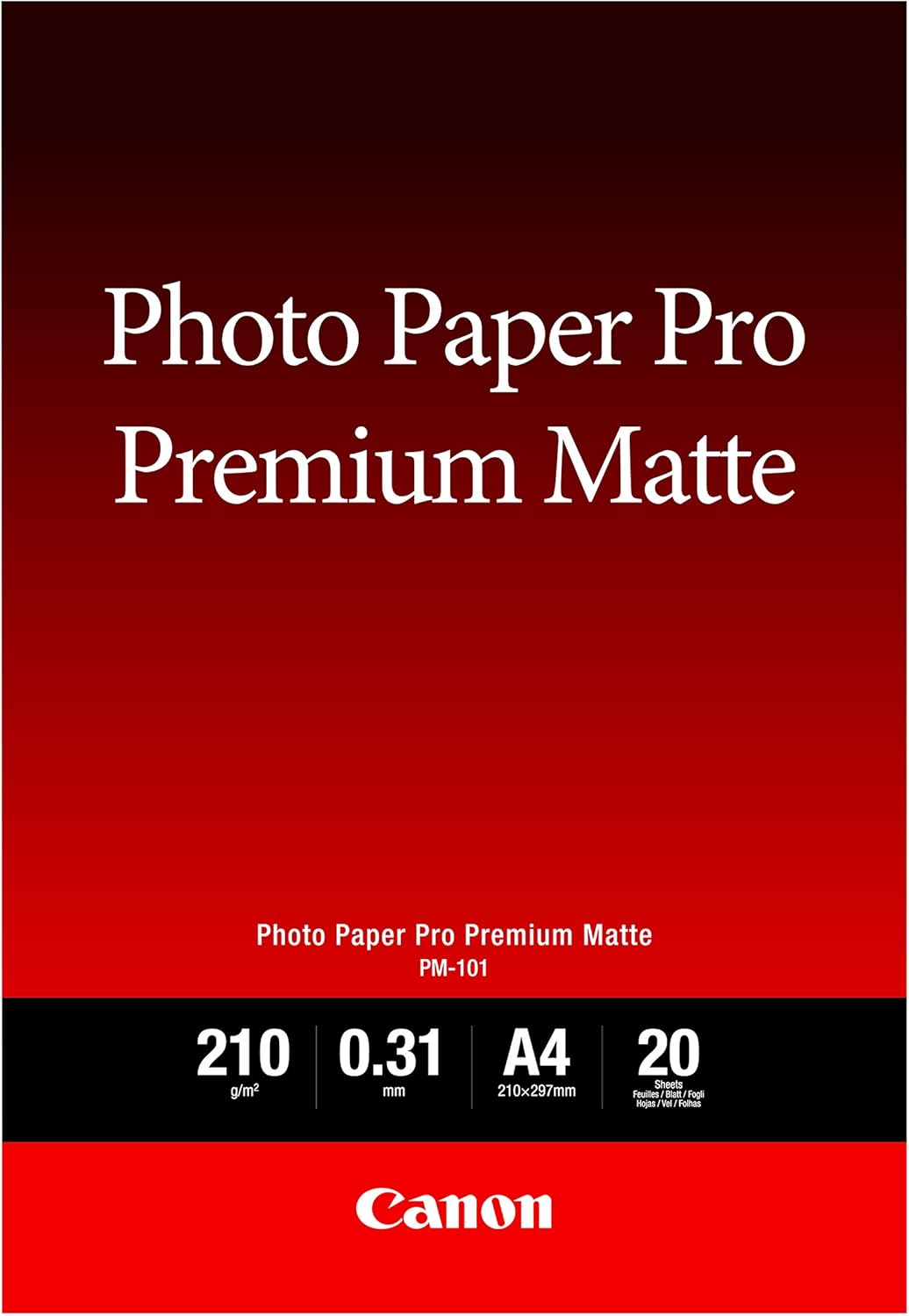 Canon PM-101 Papier Photo Premium Mat A4 (20 feuilles)