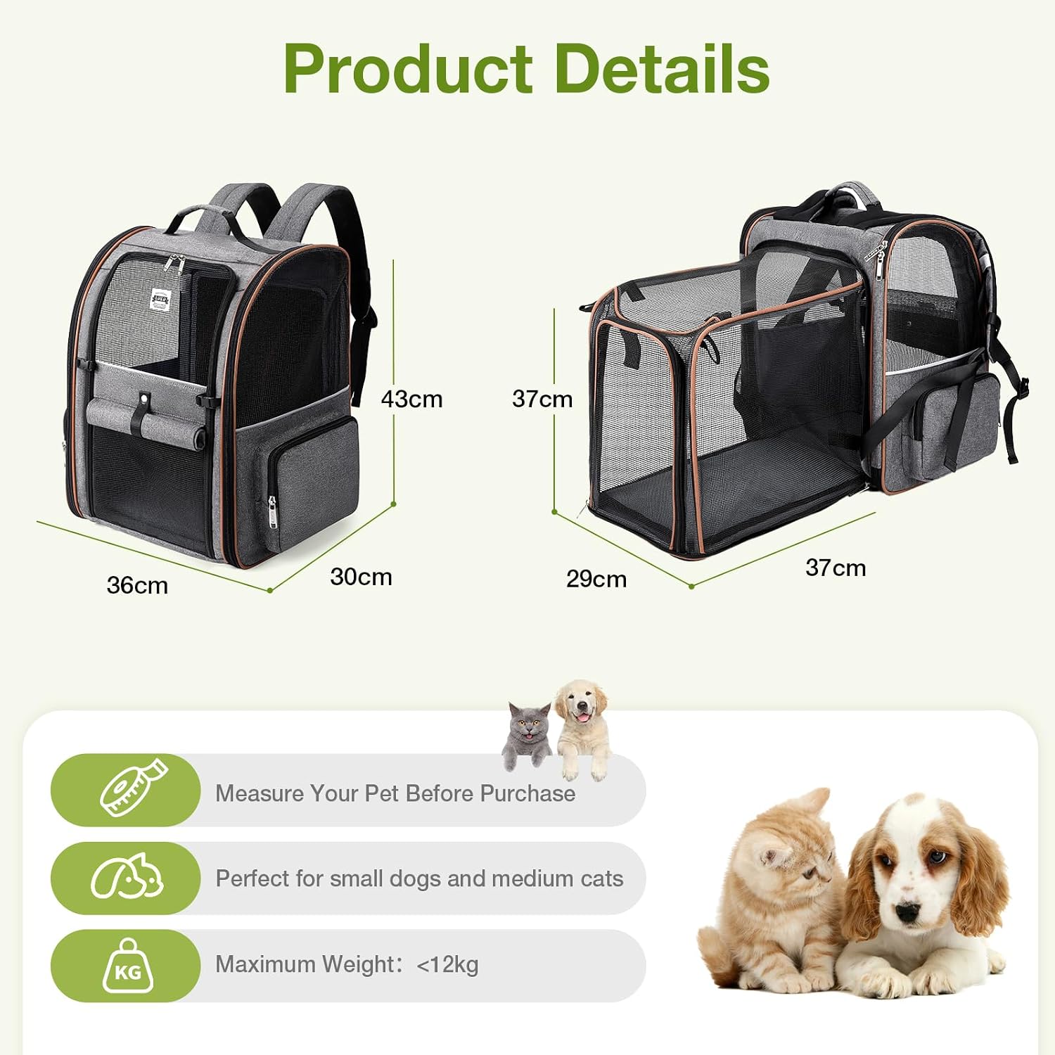 Detalle 2 de Lekespring Katzen Rucksack XL bis 12 kg