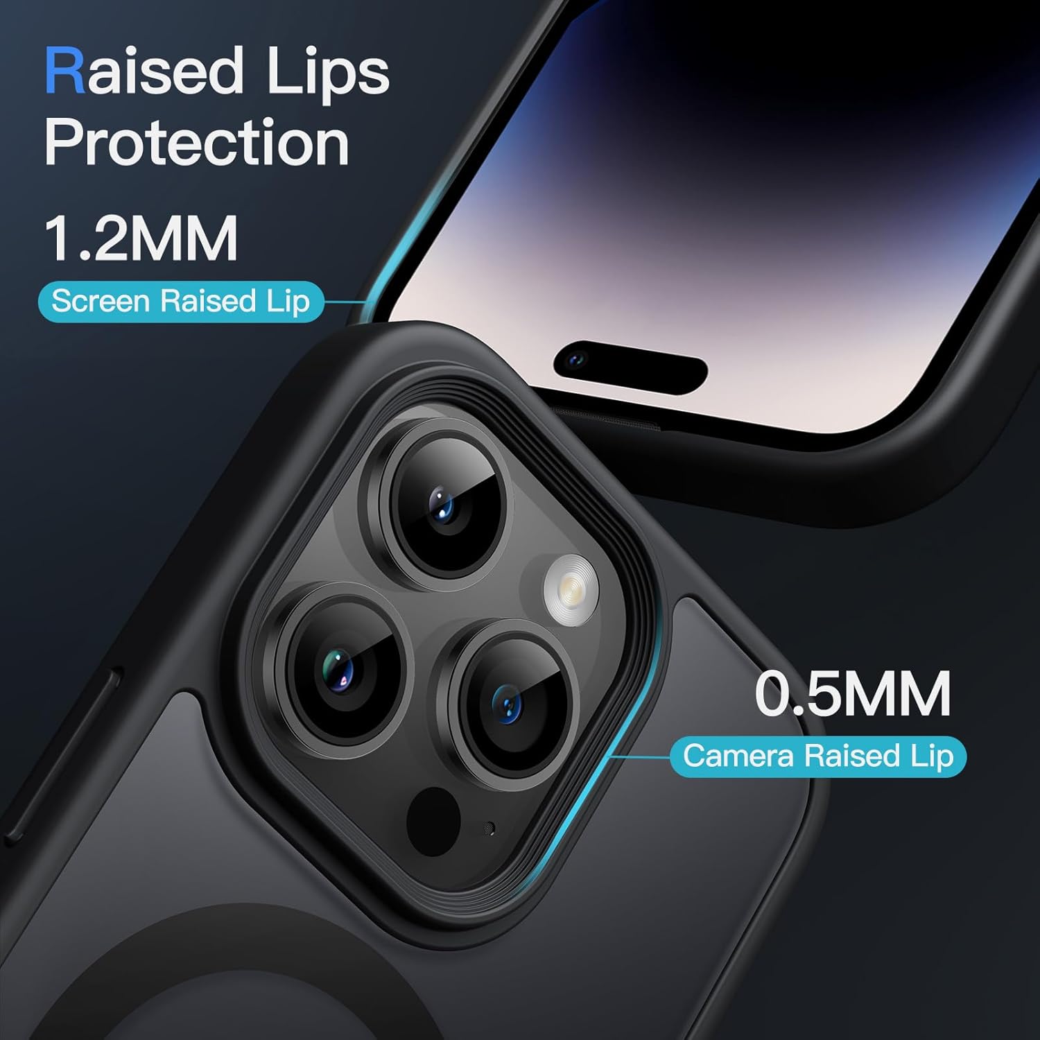 Detalle de JetTech Coque Magnétique pour iPhone 14 Pro (6,1 po) — arrière translucide mate, noir