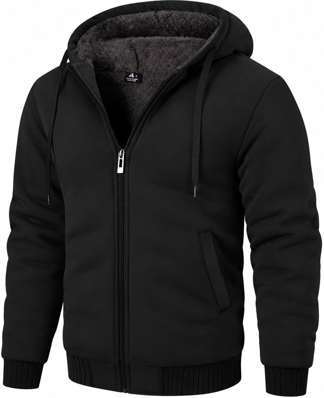 Detalle de ZITY Men's Sherpa-Lined Zip-Up Hoodie