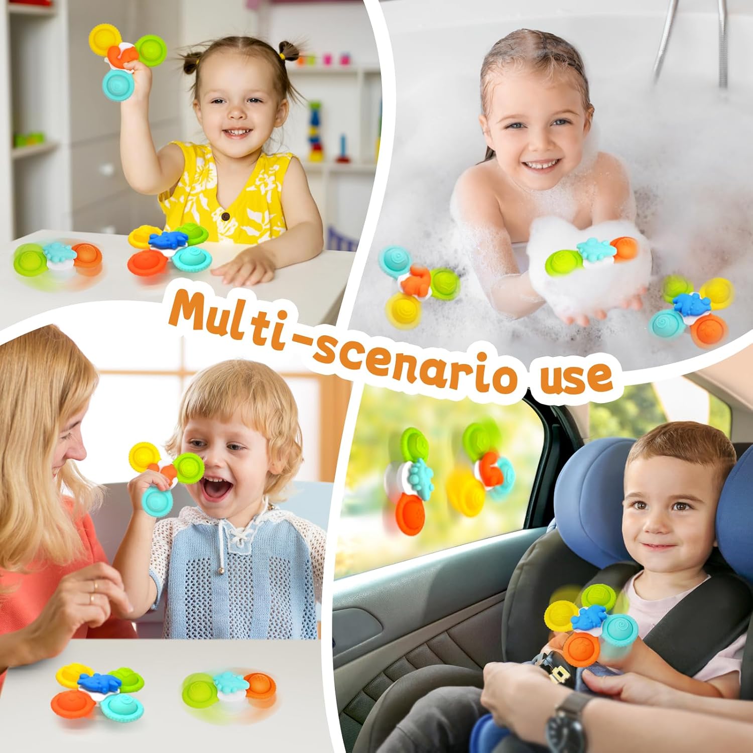 Thumbnail 5 de ECHOCUBE Suction Cup Spinner (3 pack) sensory bath toys for toddlers aged 3+