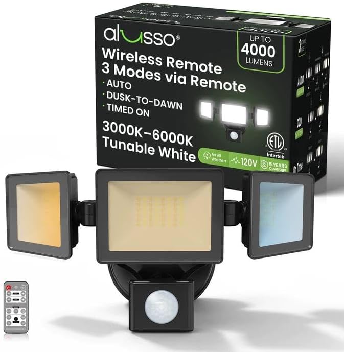 Detalle de ALUSSO YDS-40W-BD4-1 Outdoor Motion Sensor Floodlight, 40W, Remote, 3 Modes