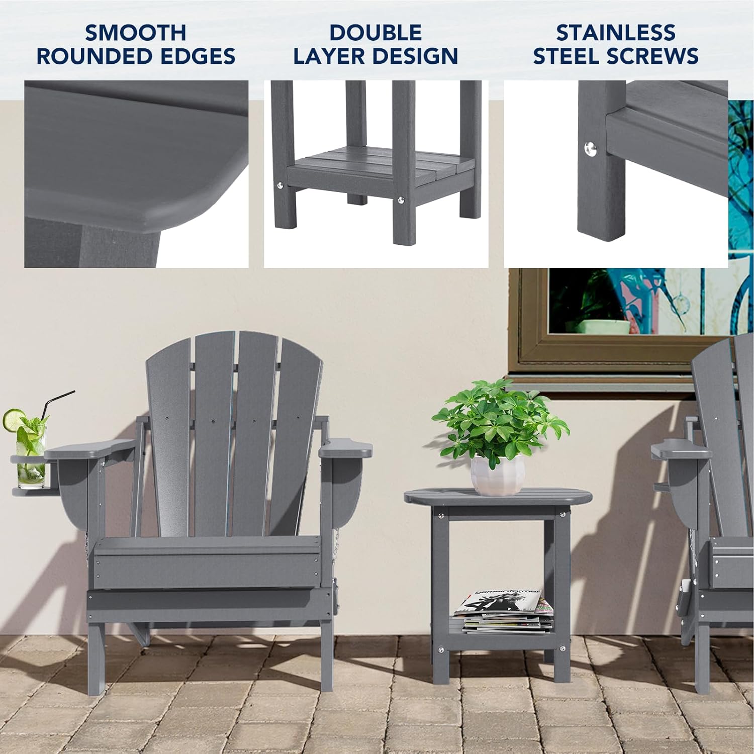 Detalle de NALONE Adirondack side table 16.5 inch