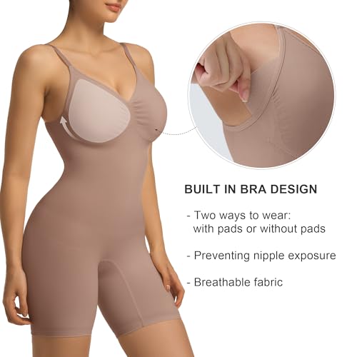 Detalle de SHAPERX SAHPERX Body Reductor Mujer Invisible Shapewear: Adelgaza y Moldea con Almohadillas Extraíbles (UK-SZ5468-Sienna-L/XL)
