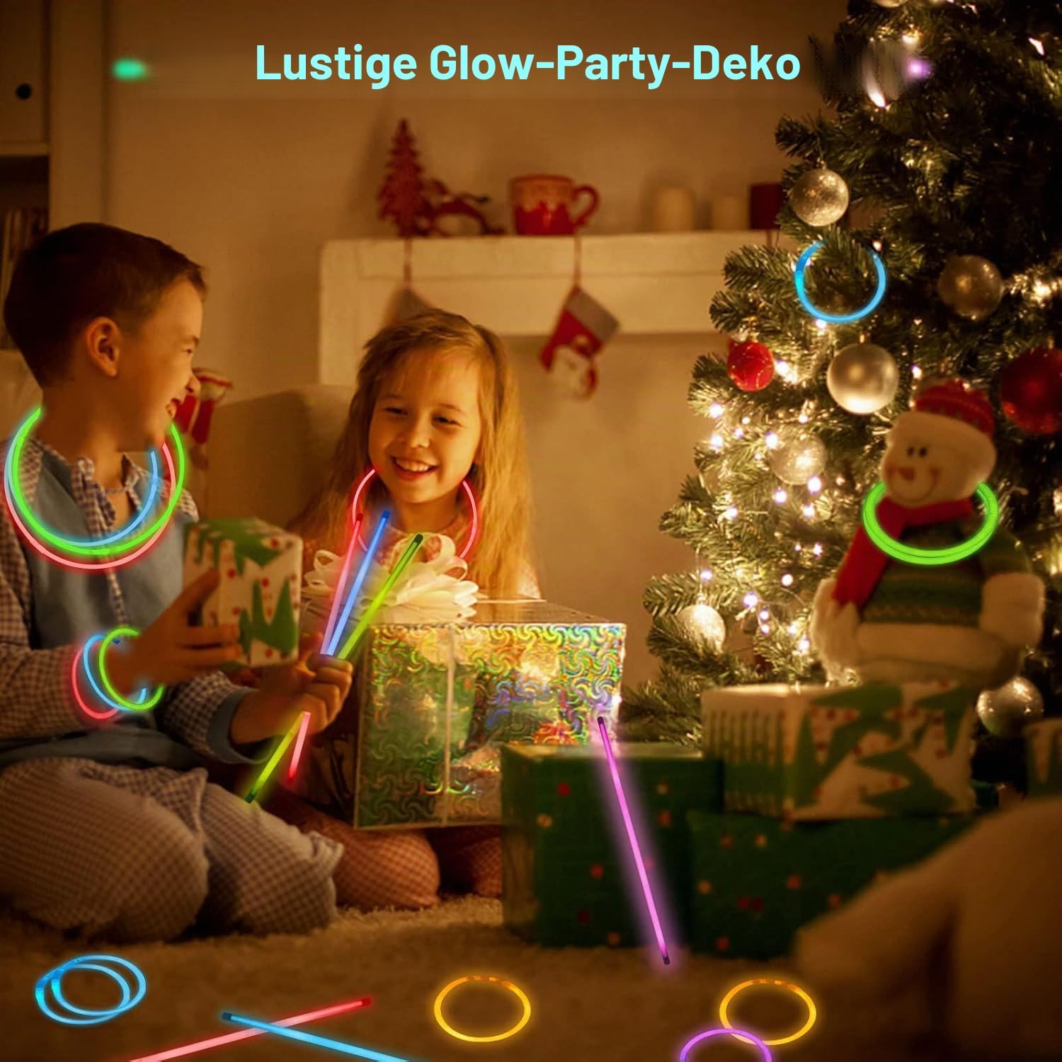 Detalle 2 de DELEE Knicklichter Set – 100 Neon-Knicklichter mit Anschlüssen, 8 Zoll, LED-freier Party-Deko