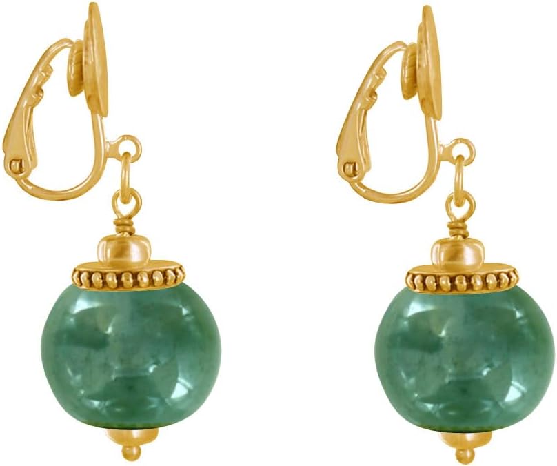 Thumbnail 2 de Les Poulettes Bijoux orecchini clip in metallo dorato con grandi perle di ceramica