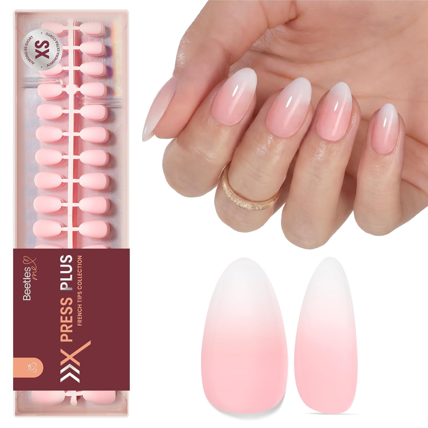 Detalle de Beetles French Tip Press-On Nails 224 Stück