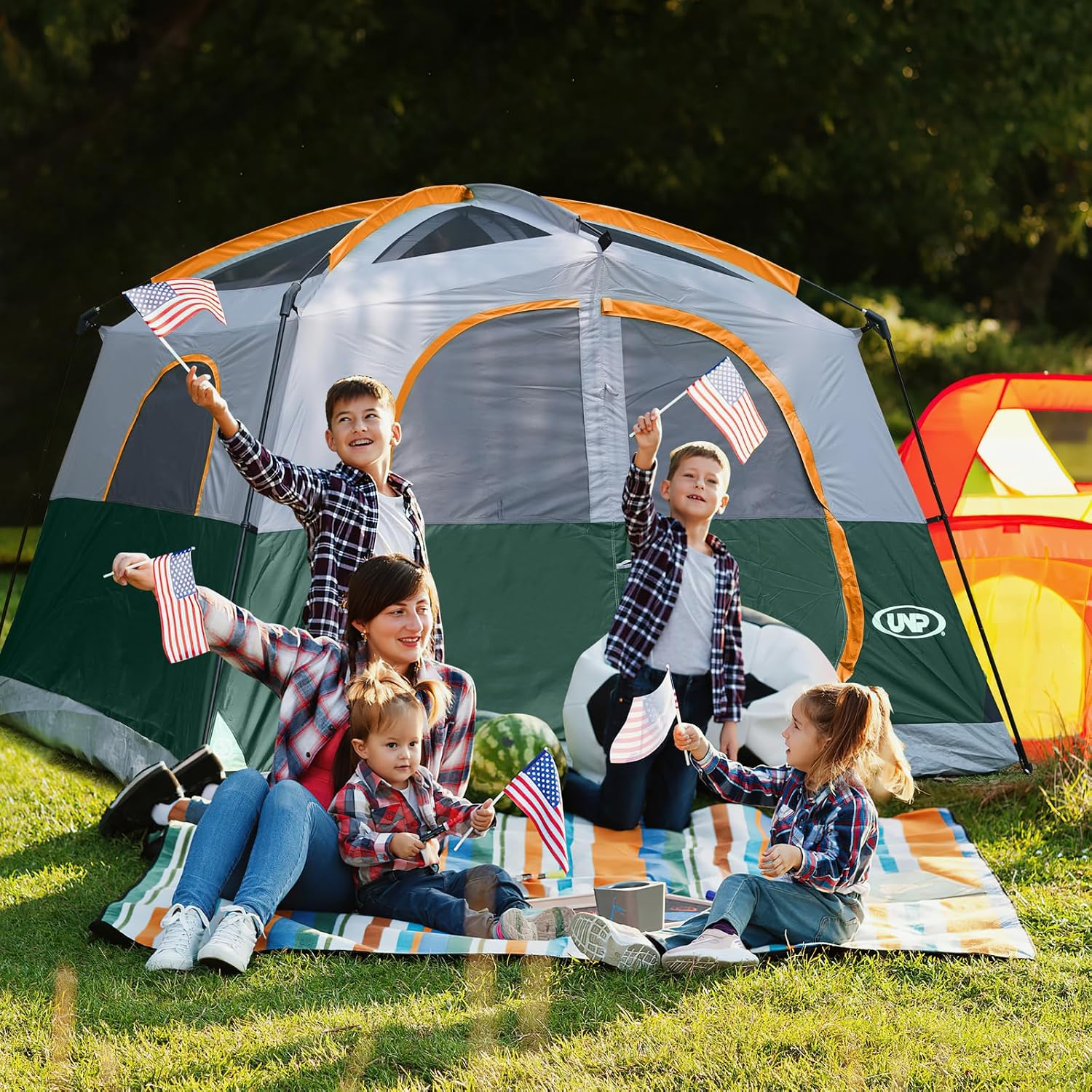 Detalle de UNP 6 Person Camping Tent: Waterproof Family Cabin with Rainfly, 10' x 9' x 78