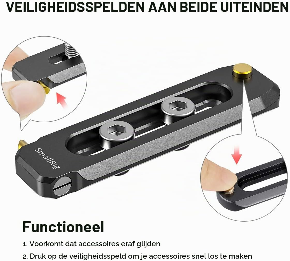 Detalle de SMALLRIG 2483B Low Profile NATO-rail van 70 mm voor camera-rigs