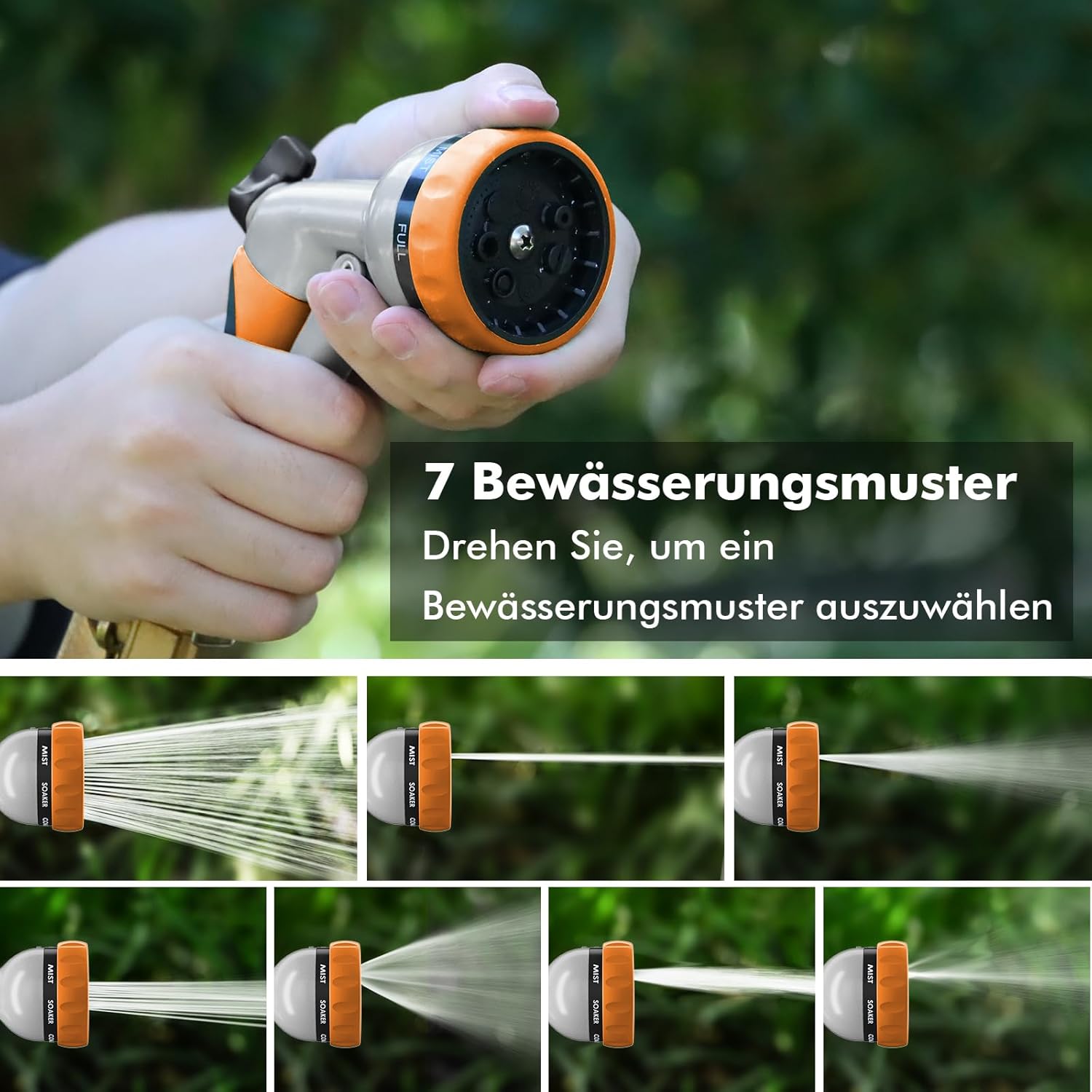 Detalle de RESTMO Gartenbrause Metall Hochdruck Orange