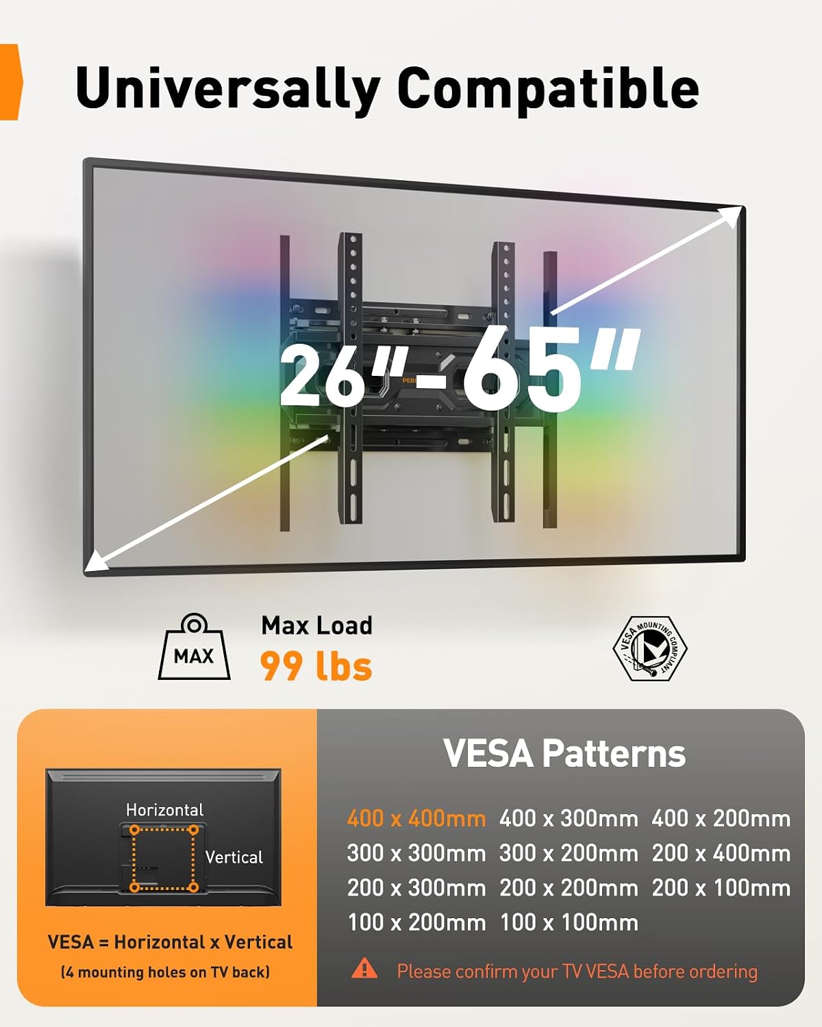 Detalle 2 de Perlegear AuraFrame TV wall mount 26-65 inch