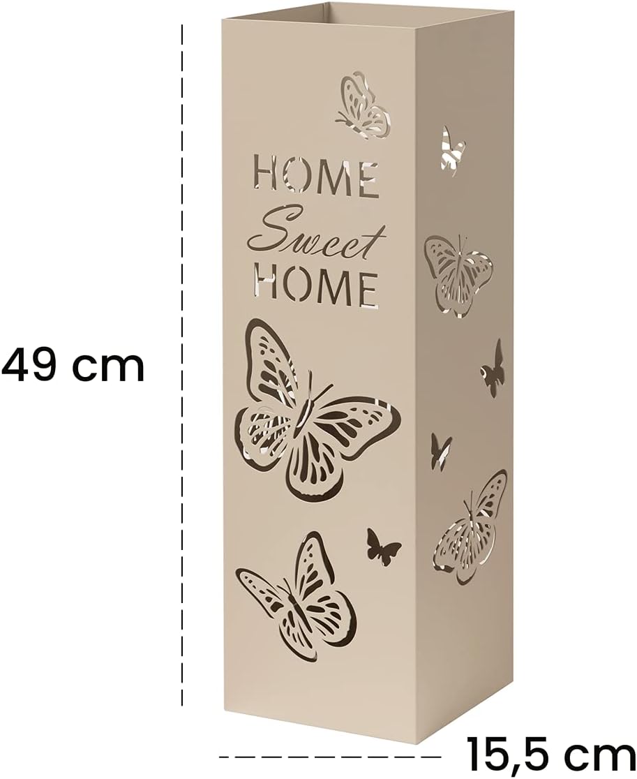 Thumbnail 1 de Baroni Home Portaombrelli Design Moderno in Metallo Tortora con Farfalle e Vaschetta Rimovibile